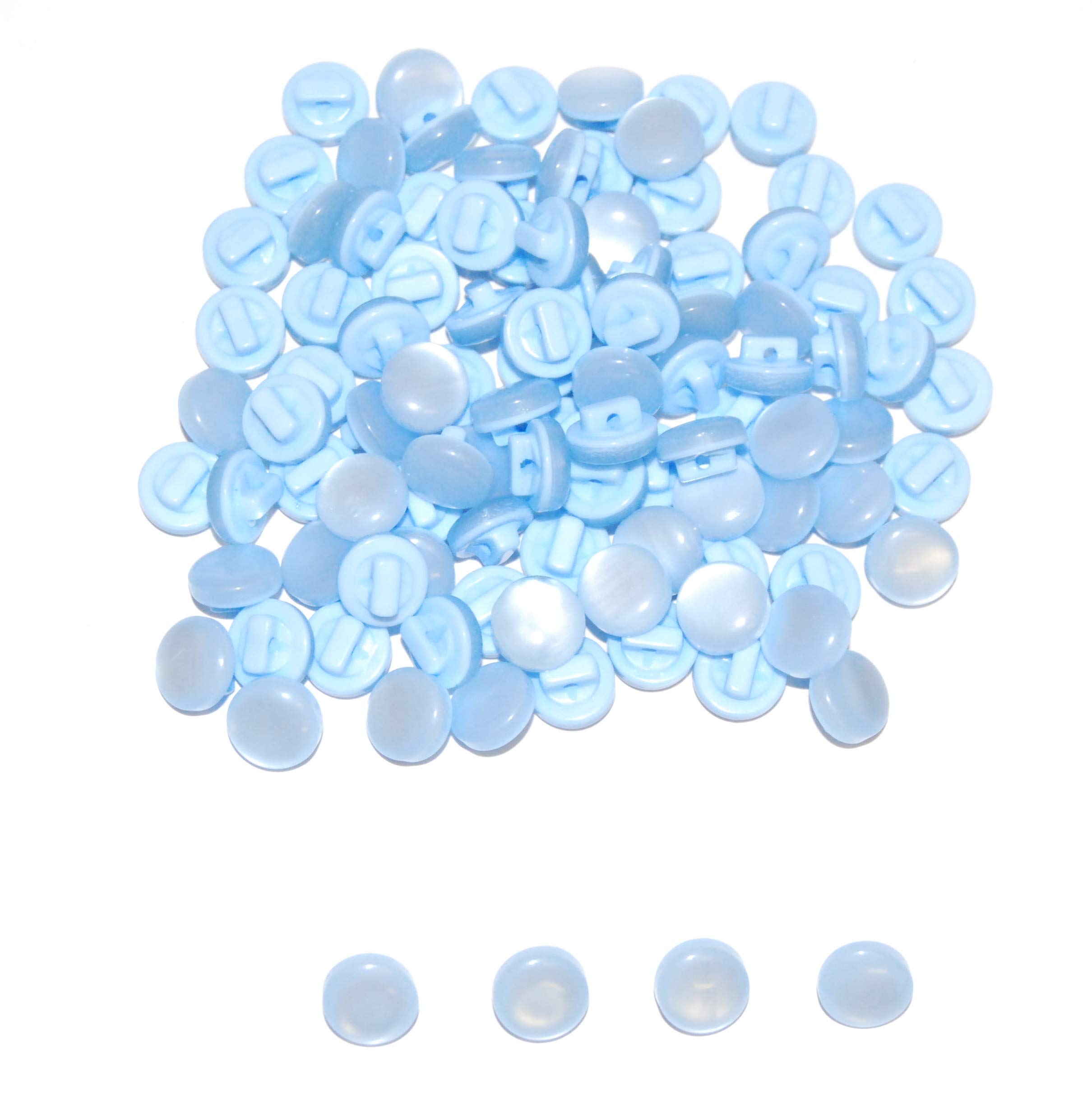 celloexpress Pearlised Mushroom Buttons - 10mm - for Sewing & Crafting (Baby Blue, Pack of 250)