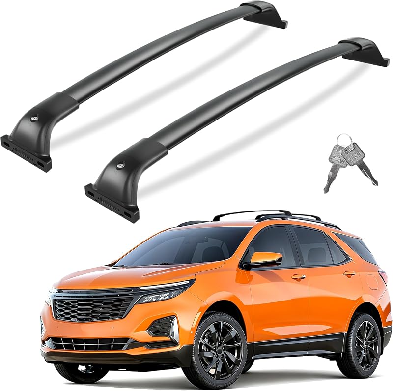 300lbs Roof Rack Cross Bars for 2018-2024 Chevrolet Equinox GMC | Terrain (Not for EV) All Aluminum Lockable Heavy Duty Aluminum Roof Rails Crossbars Luggage Cargo Carrier