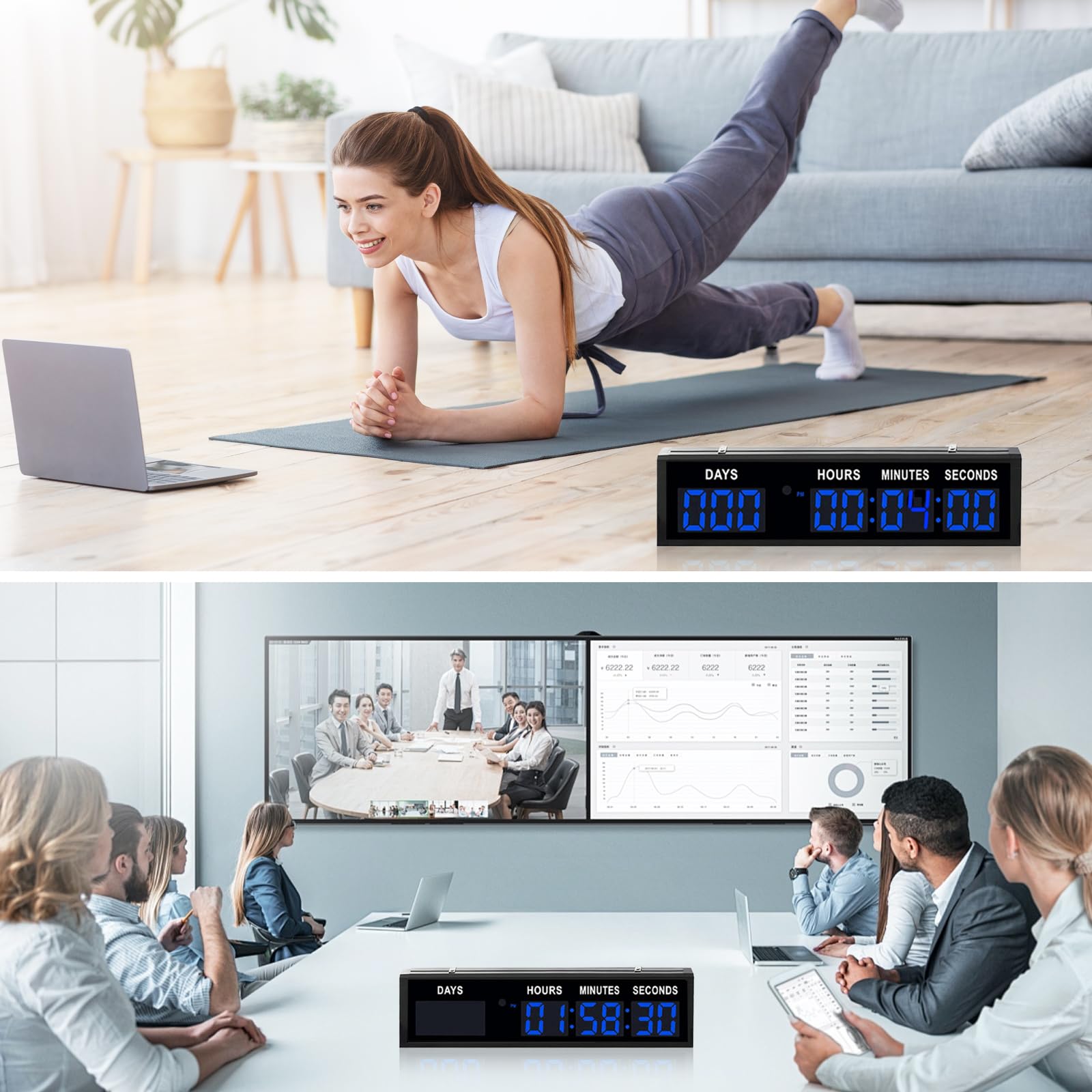 Aisny Temporizador Digital de Cuenta Regresiva, Gran Temporizador de 999 días con Control Remoto Calendario Multifuncional de Cuenta Regresiva para Jubilación Cumpleaños Días Festivos Bodas (Azul)