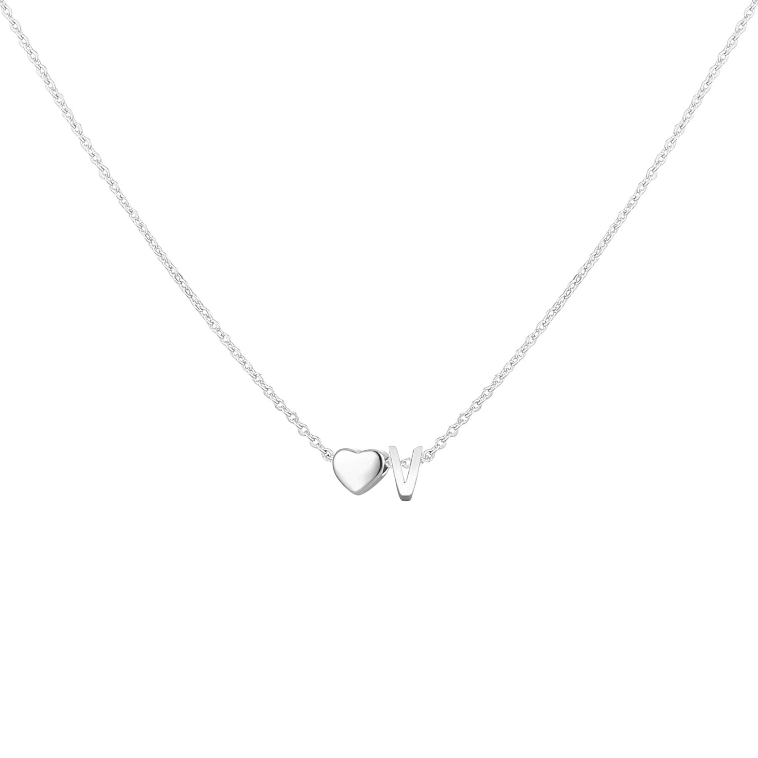Glimmerst Heart Initial Necklace for Women Stainless Steel Tiny Heart Letter Necklace Personalized Name Necklace