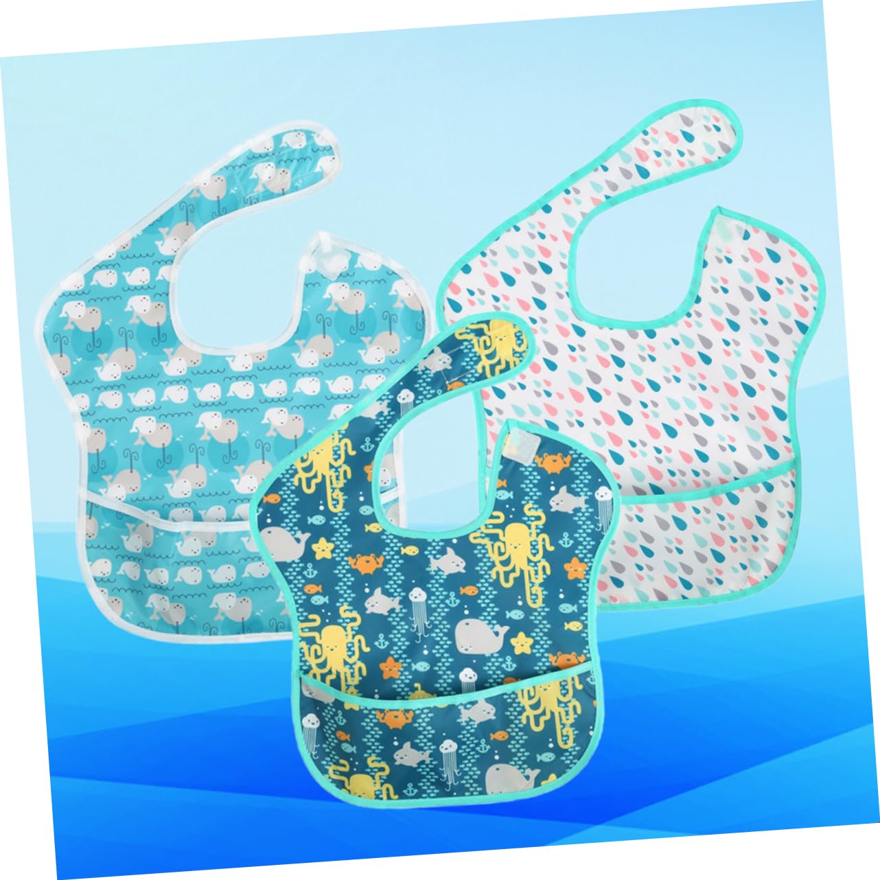 UPKOCH 9piezas Baberos Impermeables Para Bebés De Diseño De Cartoon y De Usar Para Comidas y Bebés Material y Lavable