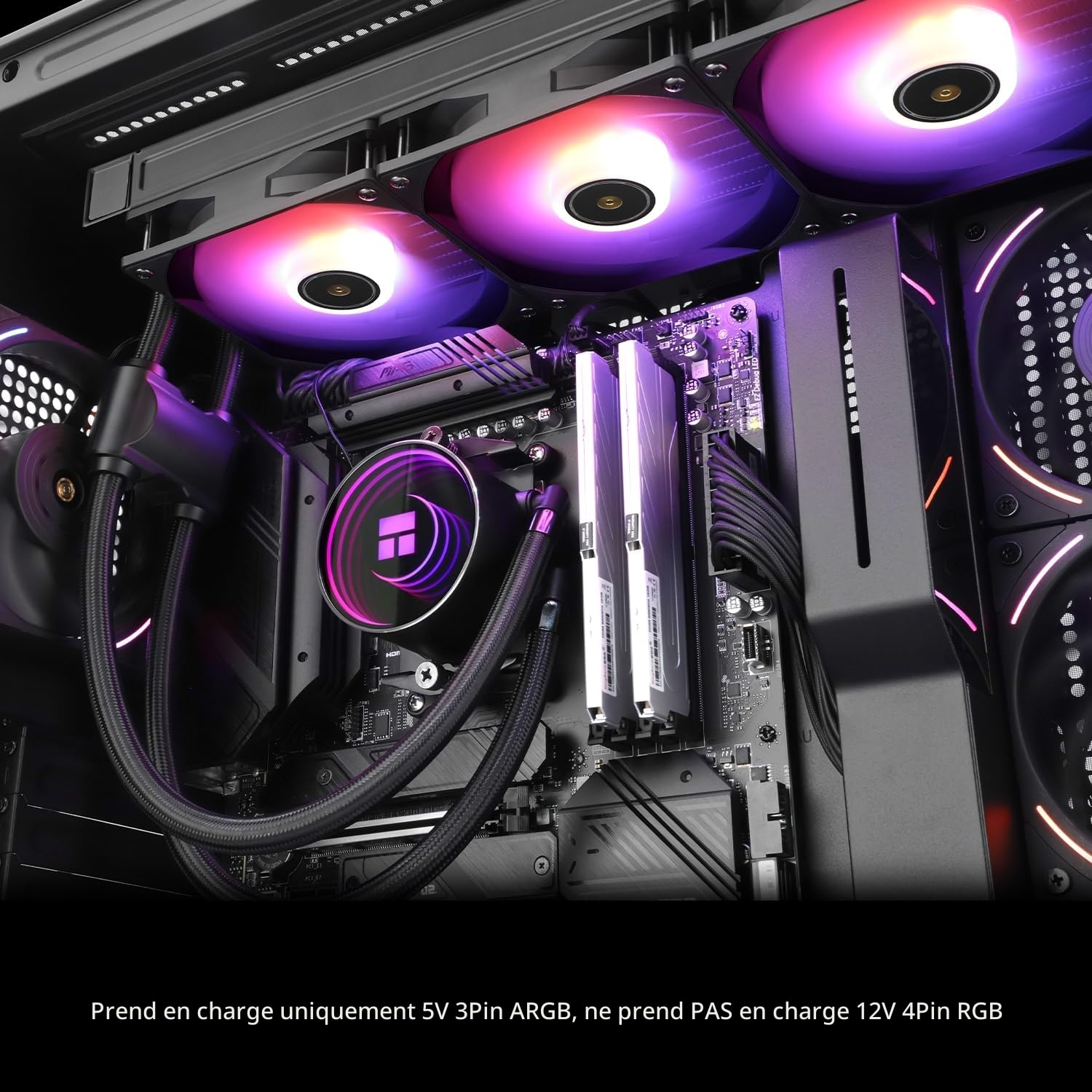 Thermalright Frozen Notte 360 Noir ARGB V2 Refroidissement à eau CPU Radiateur 360 Caractéristiques du radiateur CPU Ventilateur PWM 3×120 mm, roulements S-FDB, convient pour AMD/AM4, Intel LGA