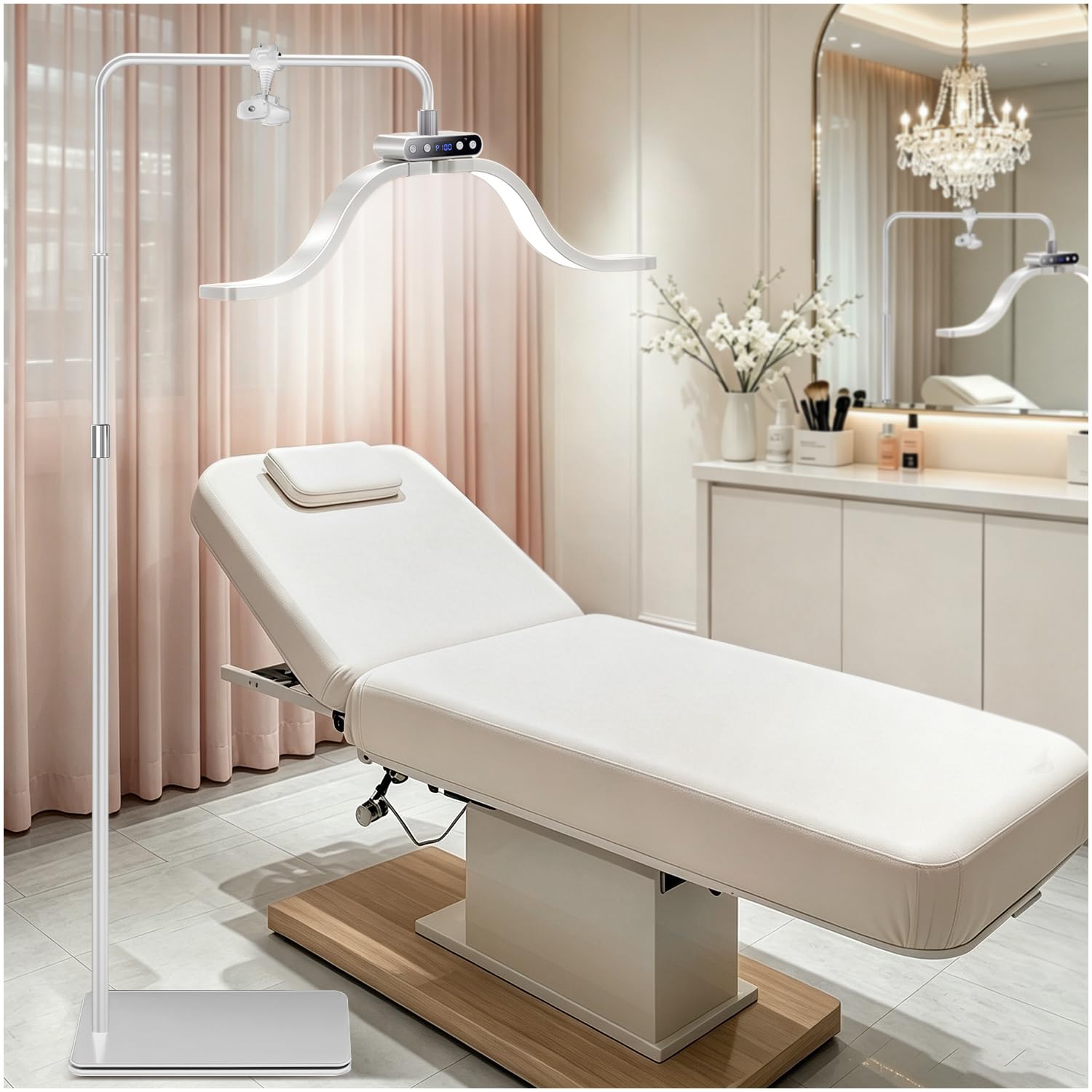 yAyusi Wolken-Stehlampe für Wimpern mit Telefonhalter, Faltbare Einziehbarer Wimpern Lampe für Wimpernverlängerung, Dimmbares LED Beauty-Ringlicht für Wimperntechnik/Hautpflege/Tätowierungen (Weiß)