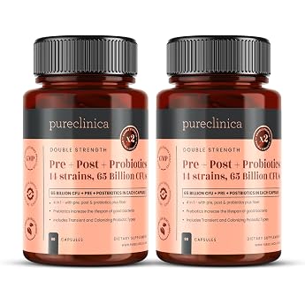 Probiotic with 65 billion CFU x 180 capsules 2 doses of 90 - 14 bacterial strains with prebiotics & postbiotics - 6 month supply