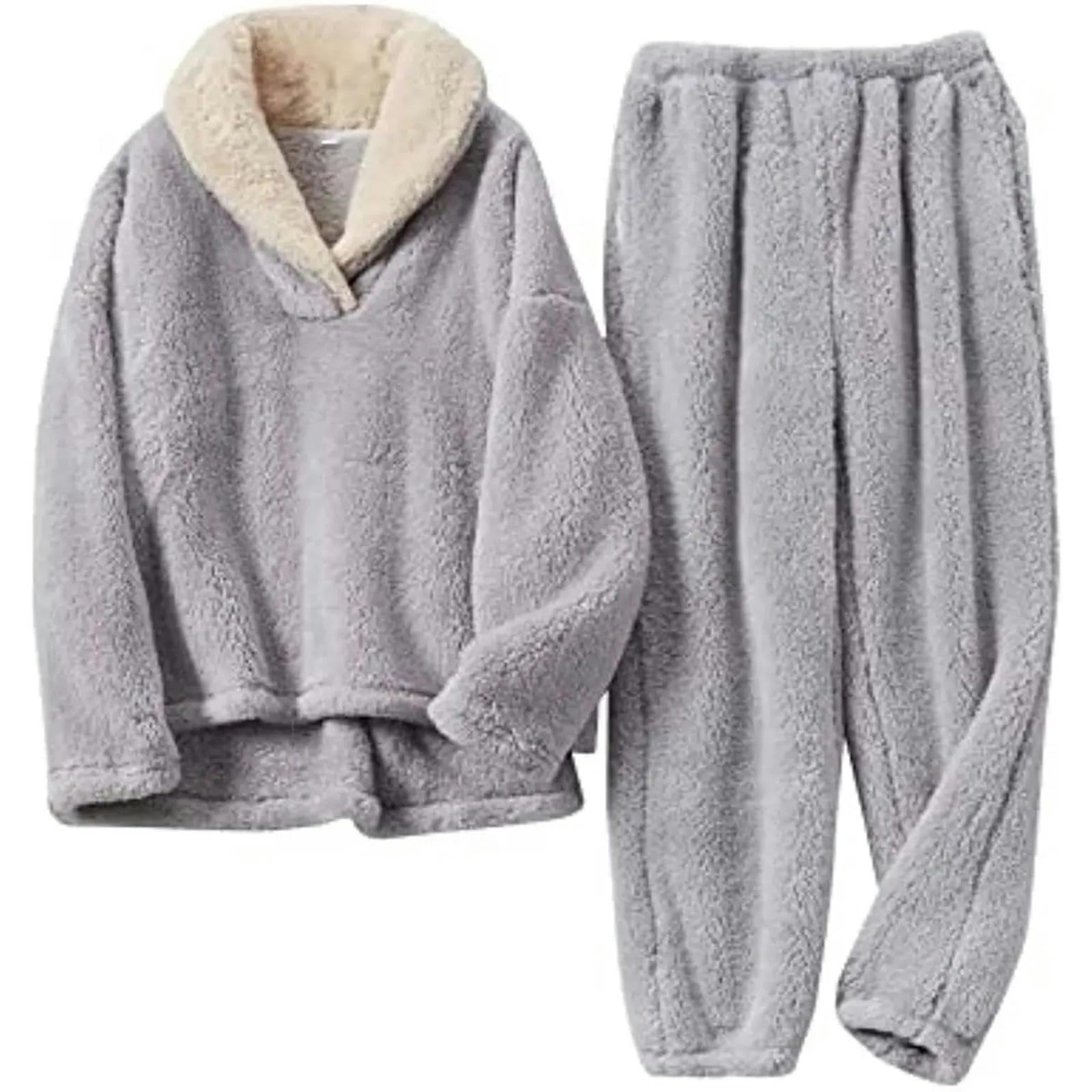 MdybF Pijamas de Mujer de Algodon Pijama Femenino Suave Y Cómodo Traje De Pijama Esponjoso Suéter Suelto Ropa Térmica Pijama De Invierno