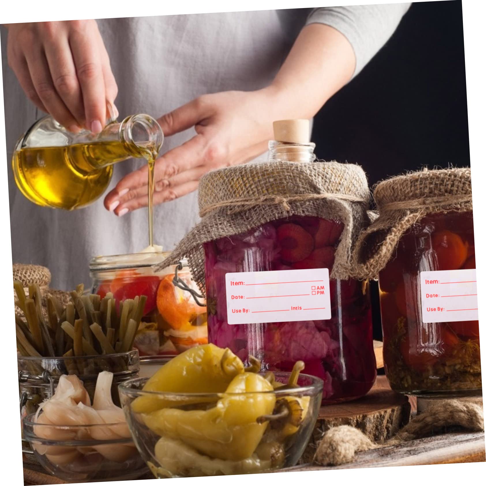 3rotoli Etichette Adesive Scrivibili Per Alimenti Etichette Rosse Per Data Di Preparazione Per Barattoli Contenitori e Conservazione Cucina
