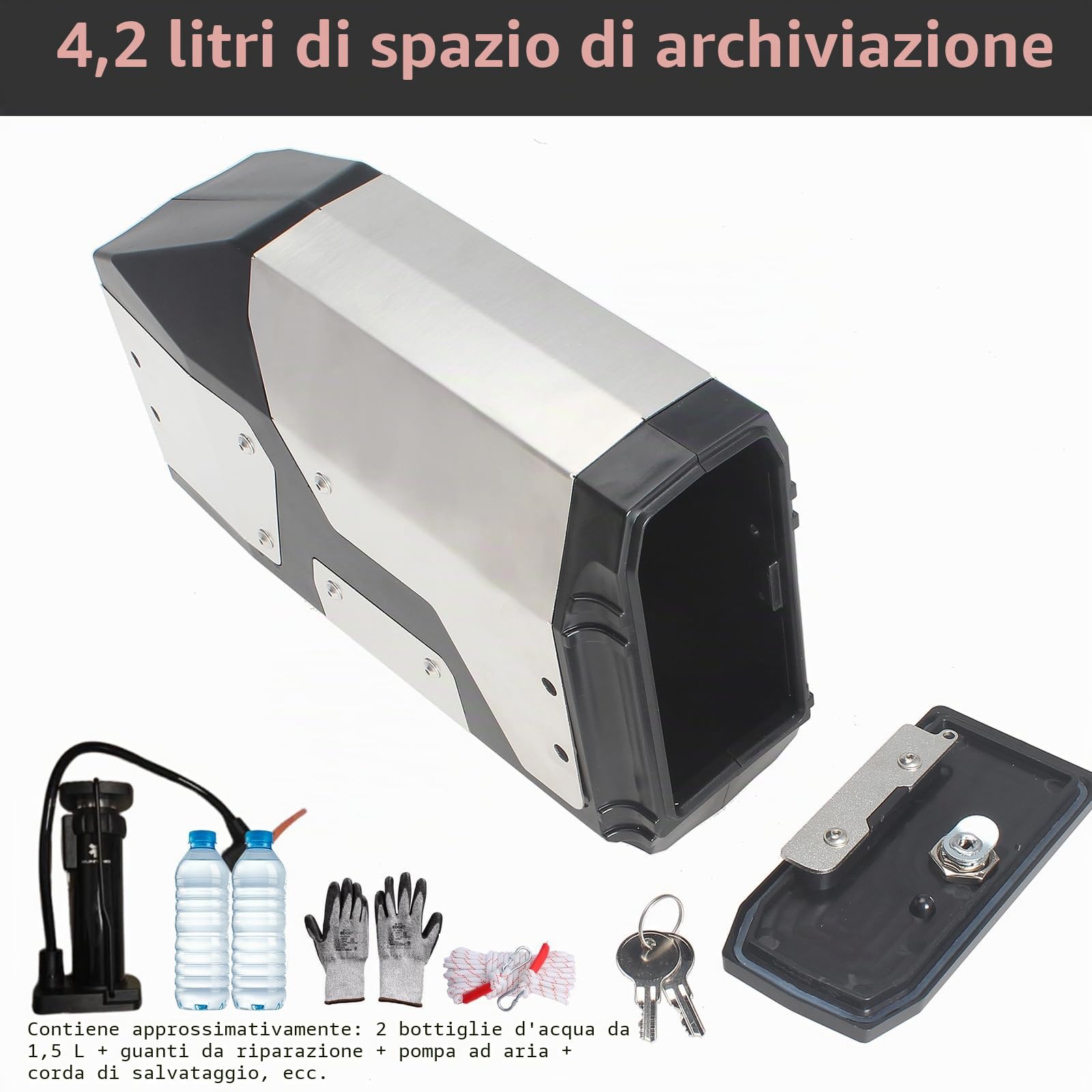 Cassetta degli attrezzi per moto, supporto laterale sinistro, in acciaio inox, per BMW R1250GS R1200GS LC ADV, F850GS F750GS