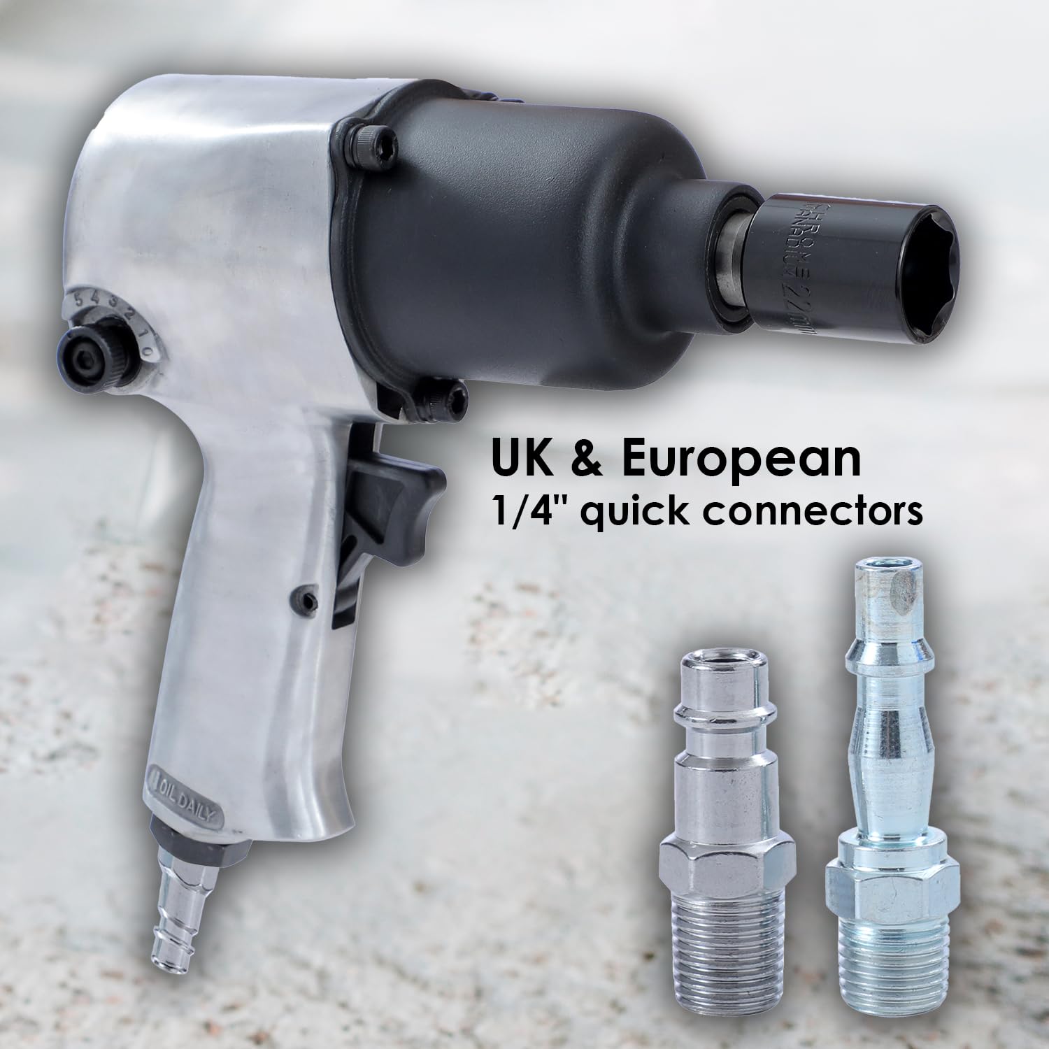 ORAZIO Avvitatore a Impulsi Pneumatico 1/2" 600 Nm con 10 Bussole 9-27 mm Chiave a Percussione ad Aria Svita e Avvita per Garage Auto Camion Ruota Pneumatici Bulloni (Budget)
