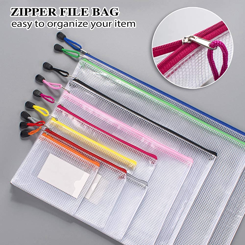 Sooez 20 Pack Plastic Zipper Pouches, Clear A3 A4 A5 A6 Size Zipper