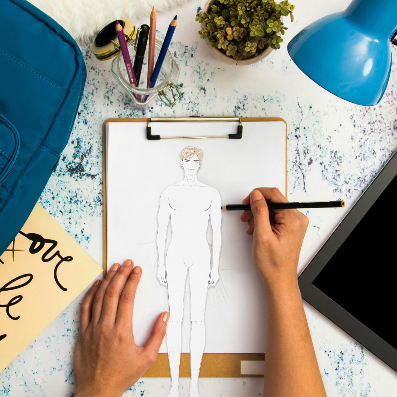Male Fashion Mannequin Ruler Set 4 Pcs Hand Drawn Model Templates for Tailor Ruler and Clothing Pattern Drafting Plastic Curved Rulers for Sewing Design
