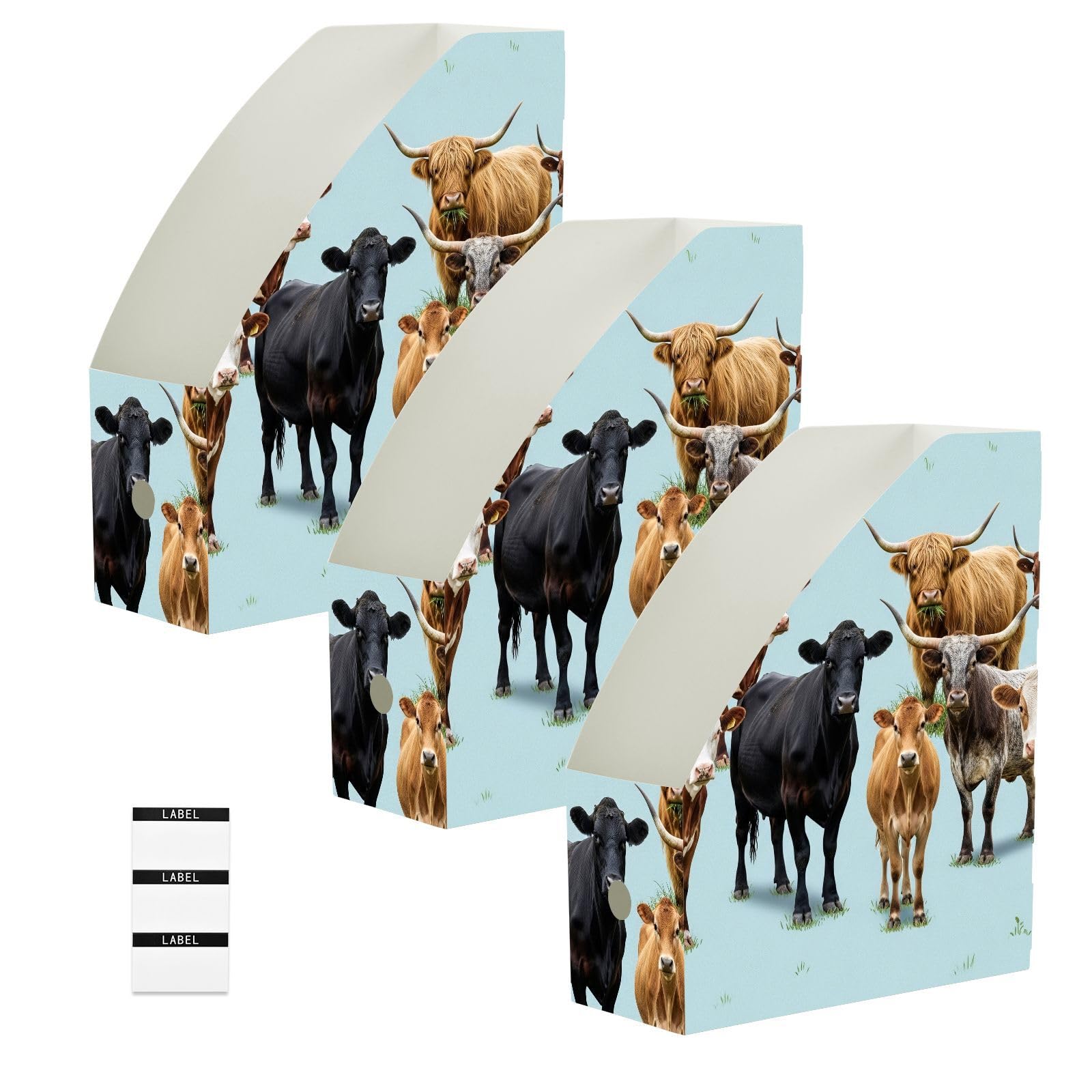 Portariviste blu con mucca del fumetto senza attrezzi