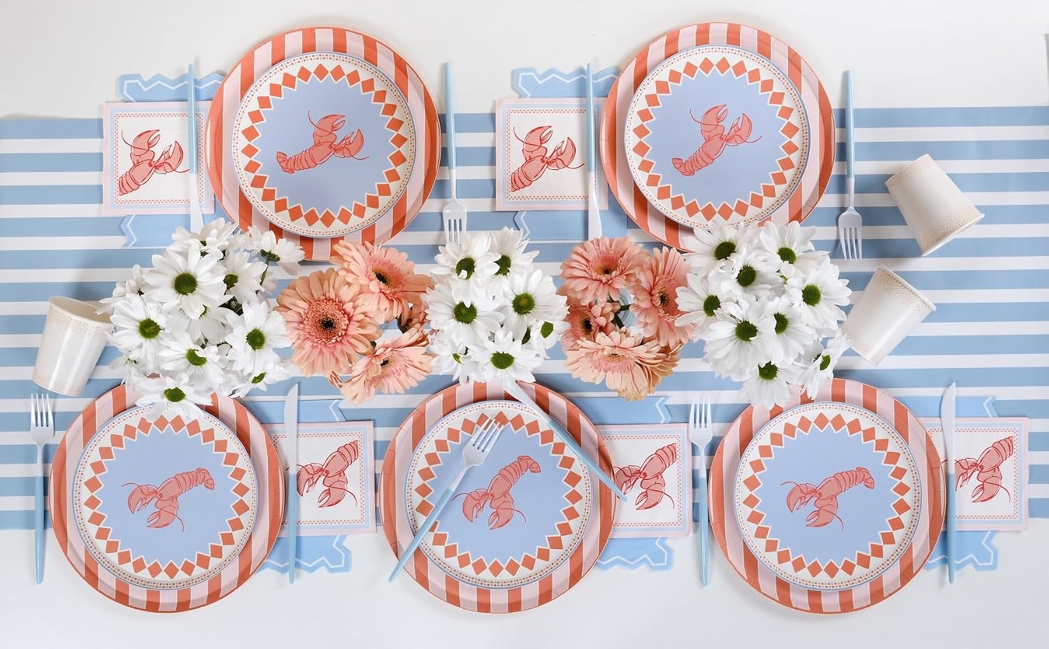 Lobster Paper Cocktail Napkins, 16 Count, 5 Inch Coastal Party Napkins for Seafood Boils, Beach Gatherings and Summer Celebrations