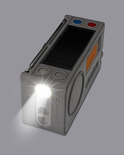 Miniatura 6 de C. Crane CCRadio Solar con recepción Bluetooth, manivela de emergencia NOAA Weather AMFM - Radio multialimentada - Linterna LED integrada y cargador