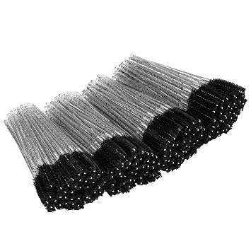 tifanso 200PCS Spoolie Eyelash Brush - Disposable Mascara Brush Wand for Lashes, Eyebrow Eyelash Extension Supplies Black