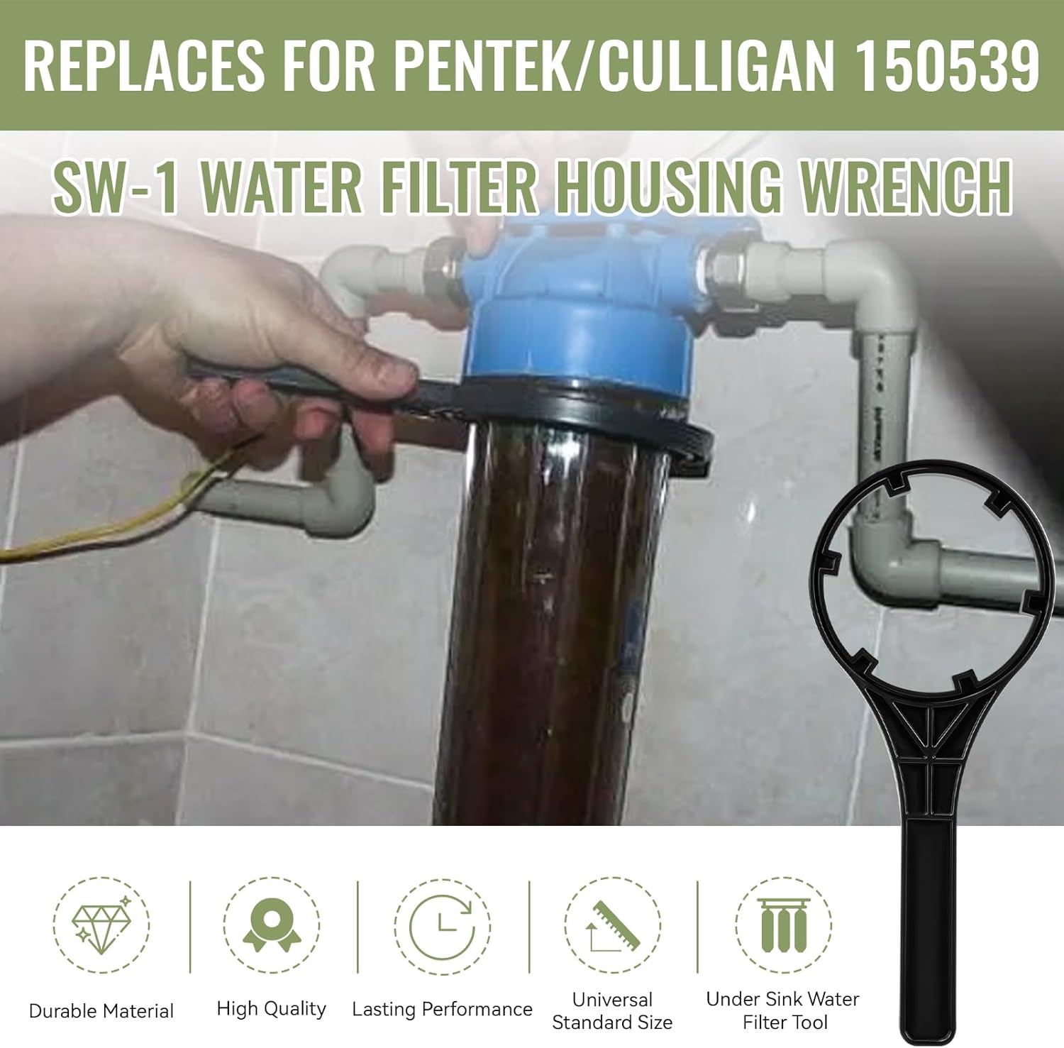 Magluv 150539 SW-1 Water Filter Housing Wrench, Water Filter Wrench Fits Most Standard Slim Line Housings Compatible with Pentair Pentek, Culligan, Ametek, US Filter, American Plumber, Plymouth