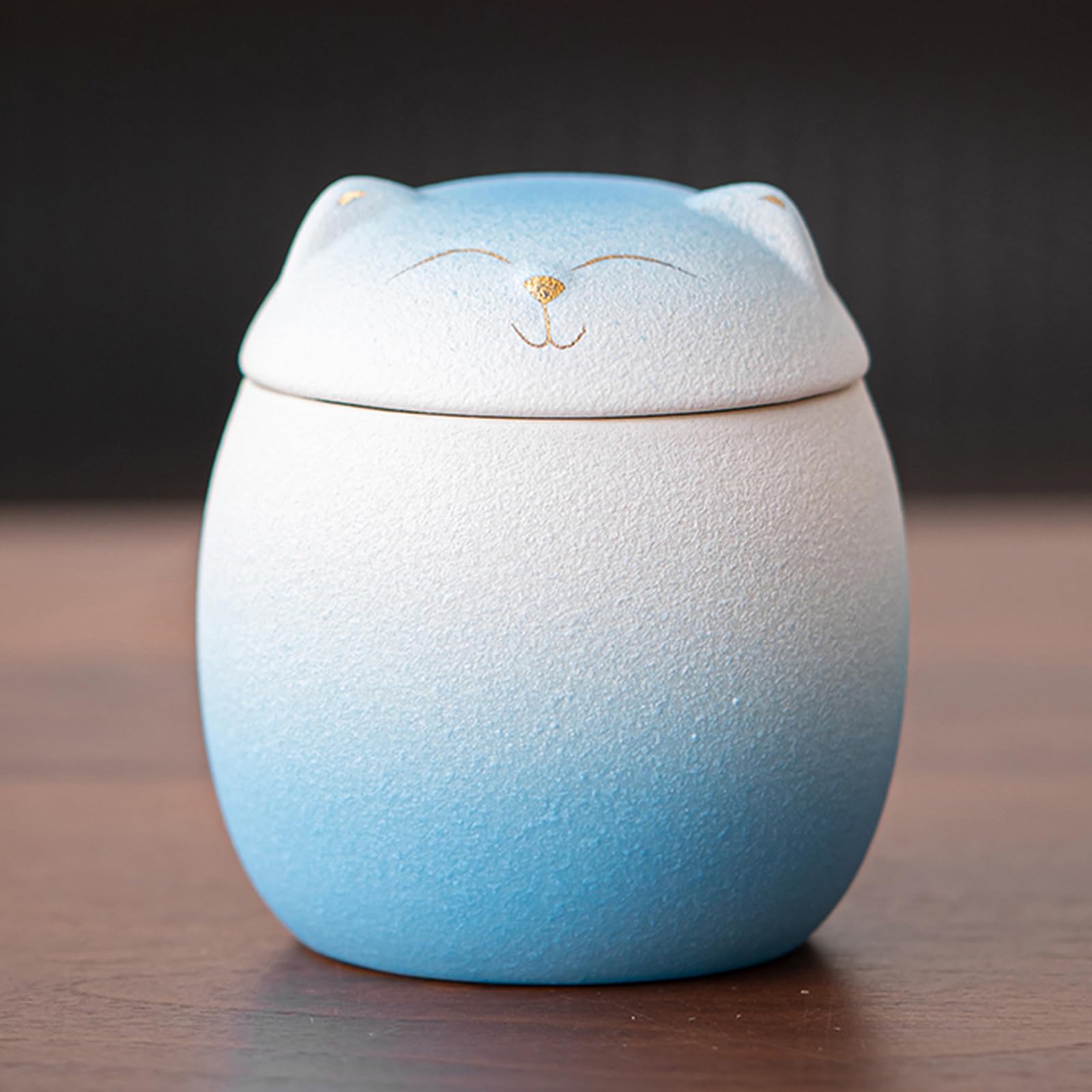 WXMYOZR Small Keepsake Pet Urn for Cat Ashes, Cat-Shaped Urn Ceramic Cat Urns for Ashes Pet Cremation Urns Cat Memorial Urns,Blue,Little