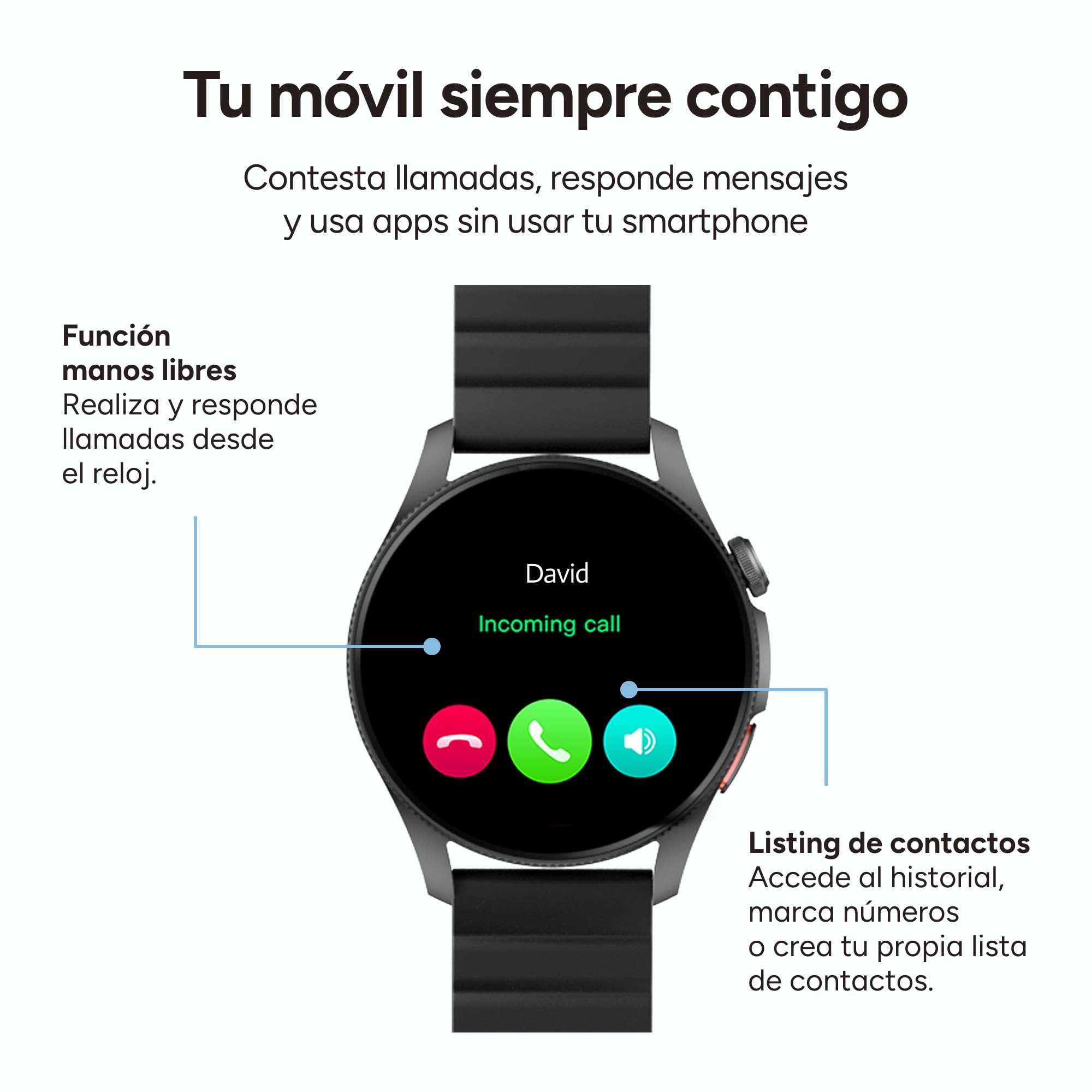 KSIX Horizon Smartwatch Traductor, IA ChatGPT®, GPS, Pantalla AMOLED 1.43", Autonomía 10 días, Brújula Digital, 3 ATM, Modo Deporte y Salud, Negro