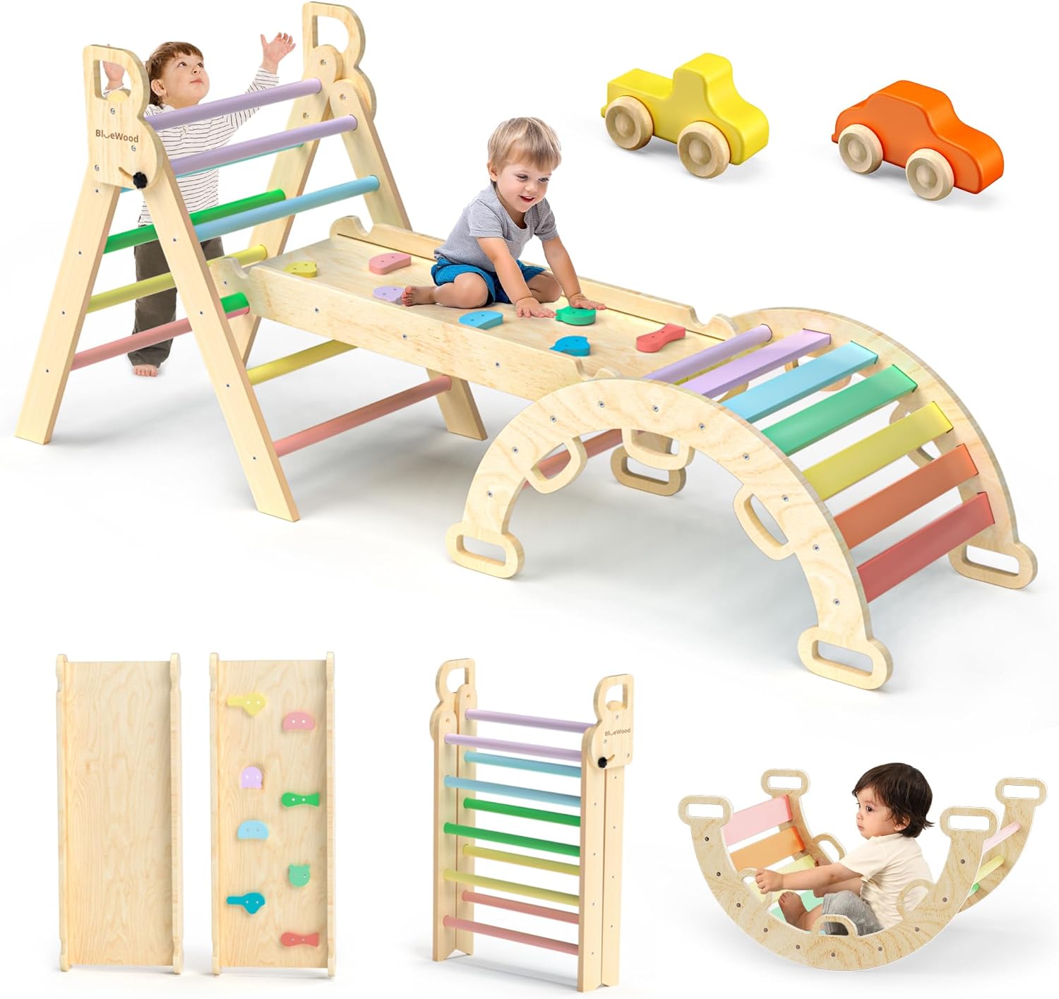 BlueWood Pikler Triangle Set - Rainbow