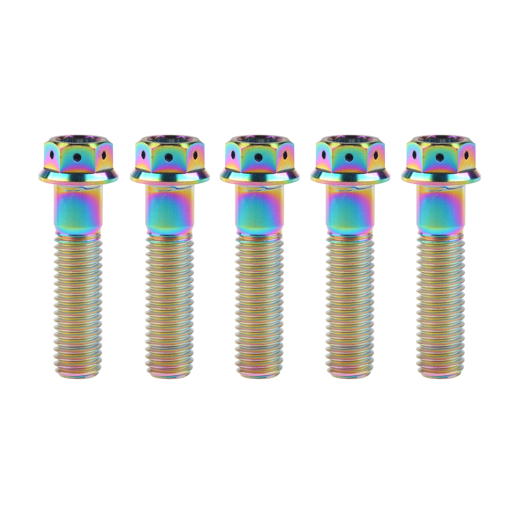 Ruifu Titanium M6 M8 M10 10 15 20 25 30 35 40 45 50 55 60 65 70 75 80 85 90mm Flange Allen Key Head Bicycle Bolts Screws Pack of 5 (Rainbow, M10x40mm Pitch1.5)