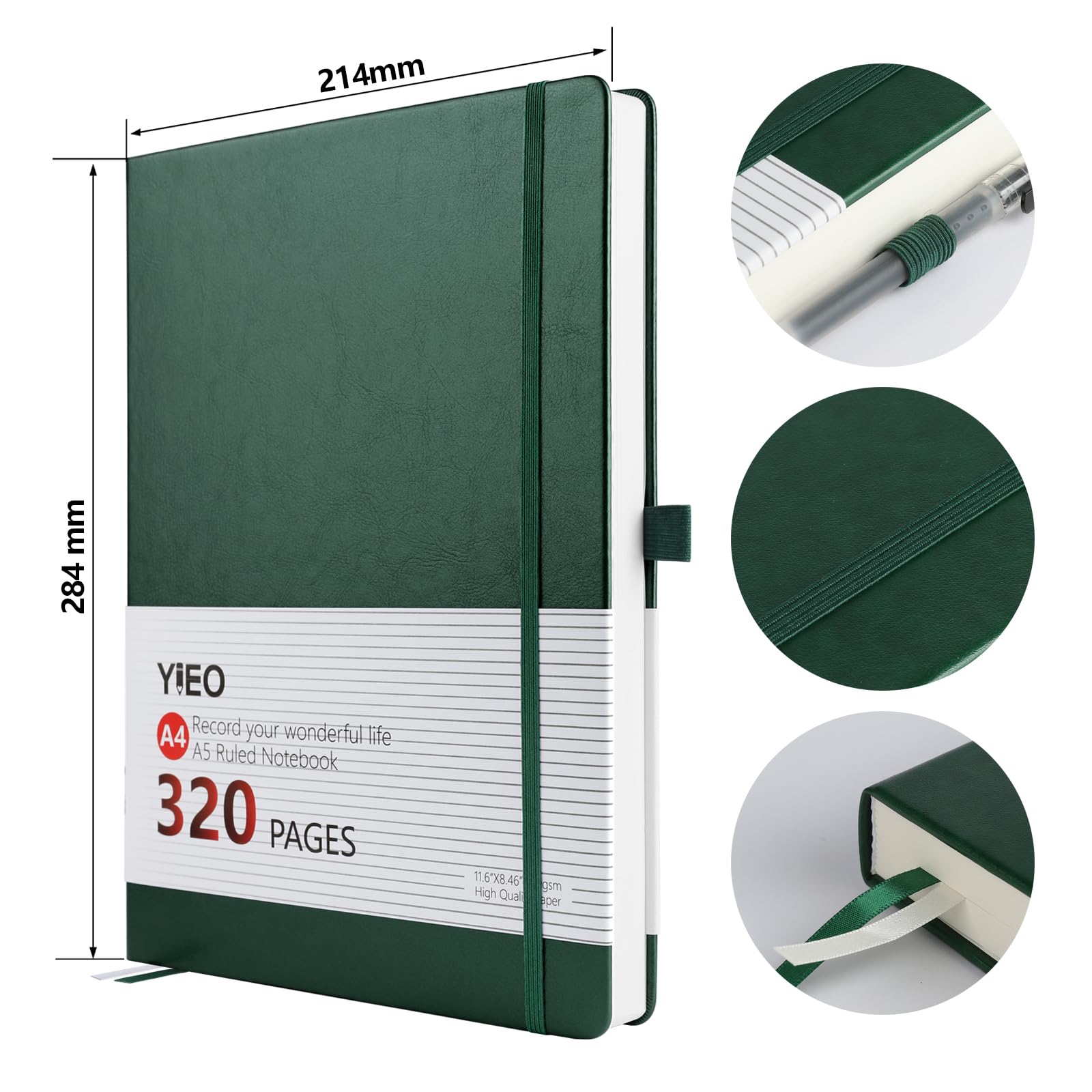 Notebook A4, Thick A4 Notebook Hardback Journal Notebook 320 Pages 100GSM A4 Lined Note Book - Image 2