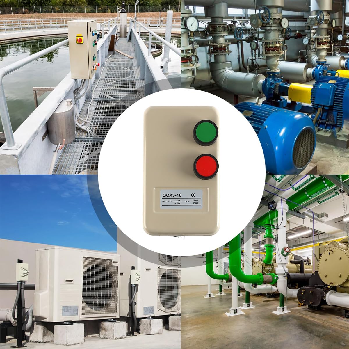 Démarreur magnétique Démarreur de Moteur magnétique Protecteur de Moteur 220/240v 4kw Moteur monophasé Type de Bouton Avant Convient pour compresseur d'air avec Type d'interrupteur à Bascule
