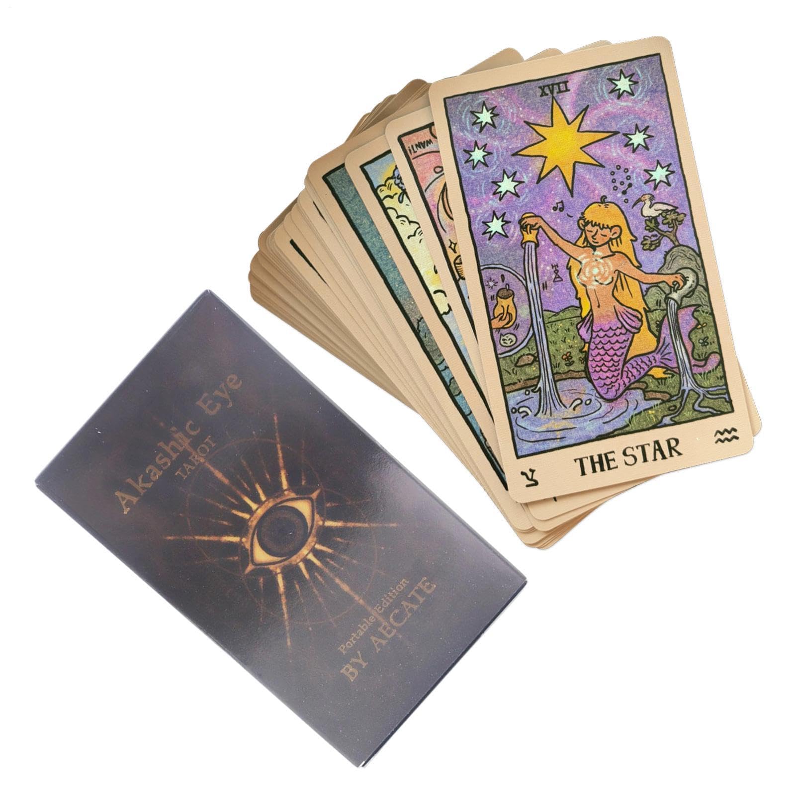Tarot Deck Cards, 78 Sheet Divination Set, Fate Reading Board Game with Mystical Illustration, Spiritual Guidance Card Set with, Tarot Decks, Deck Cards for Adults Party Spiritual Use
