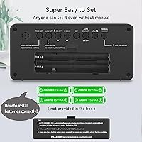 Vista 5 de Peakeep Reloj digital con pilas, reloj despertador para dormitorios, con 4 reguladores de intensidad grandes inalámbricos, para personas mayores