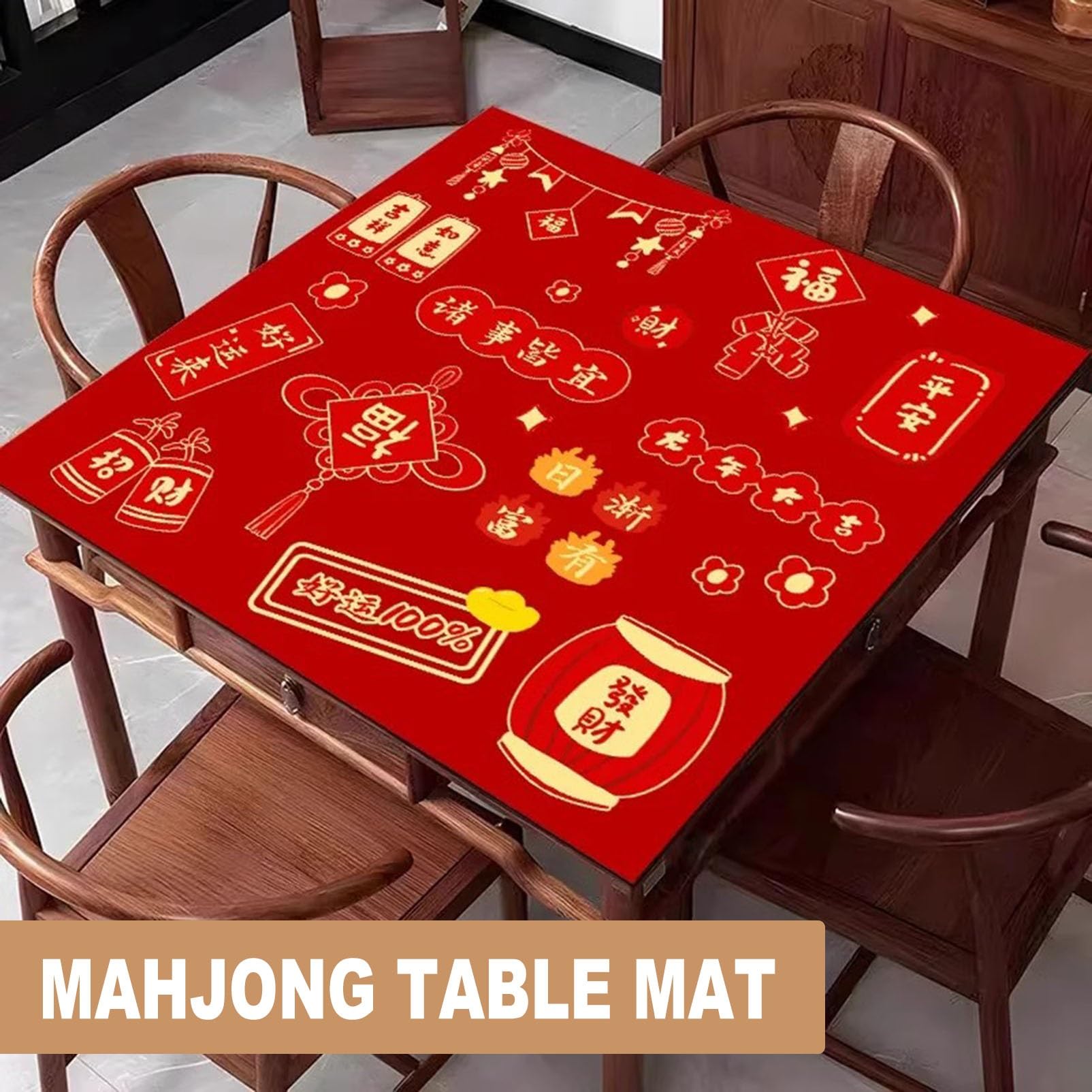 Tapis de Table de Poker, Tapis de Table Mahjong Jeu, Paigow Poker Couverture société antidérapant à réduction Bruit(Red,31.5x31.5inch/80x80cm)