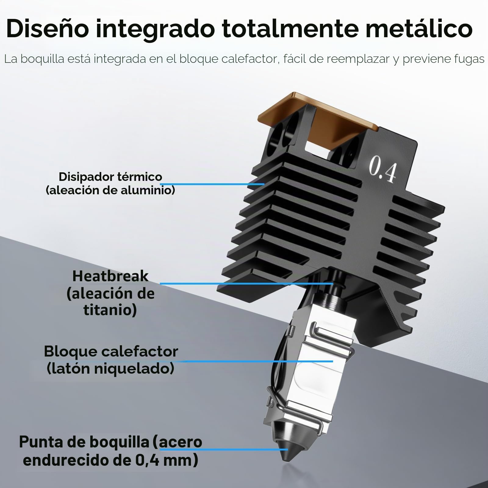 4PCS U1 Hotend 0.4mm Boquilla Acero Endurecido Compatible with Snapmaker U1 Impresora 3D Ceramic Rapid Heating Extruder HotEnd con Cepillo Silicona,Cubierta Silicona y Almohadilla Antiderrames