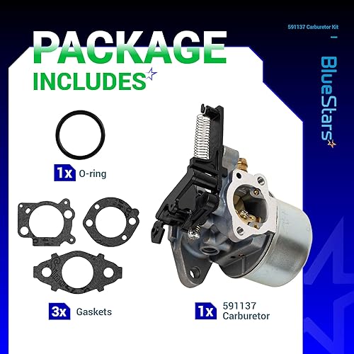 Miniatura 2 de BlueStars Carburador 591137 593599 - Compatible con hidrolavadora Troy Bilt 7.75 Hp 8.75 Hp 2700-3000PSI Carb 591597 216852 590780 593380 110P02