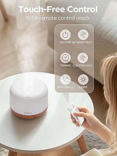Miniatura 4 de InnoGear Difusor de aromaterapia y 10 aceites esenciales, difusor de aceite esencial de 16.9 fl oz con control remoto ultrasónico de niebla fría,