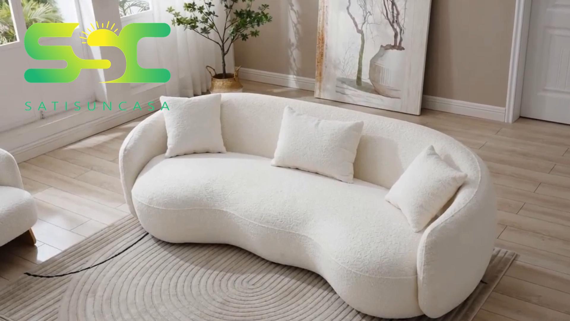Amazon.com: SSC SATITUNCASA 93.6'' Modern Boucle Curved Sofa for