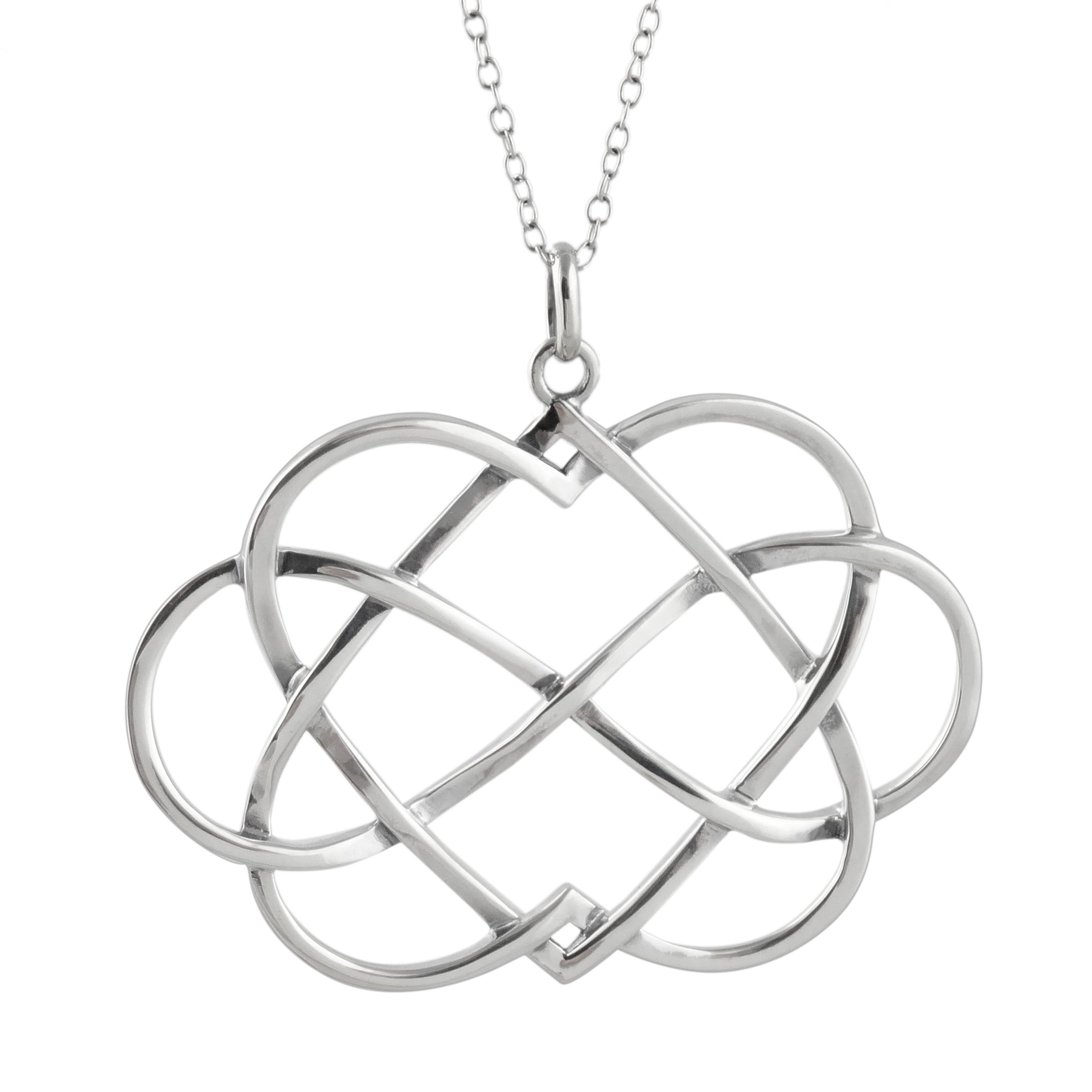 FashionJunkie4Life Argento Sterling Infinity Sign Doppia Collana con Ciondolo a Forma di Cuore, 45,7 cm