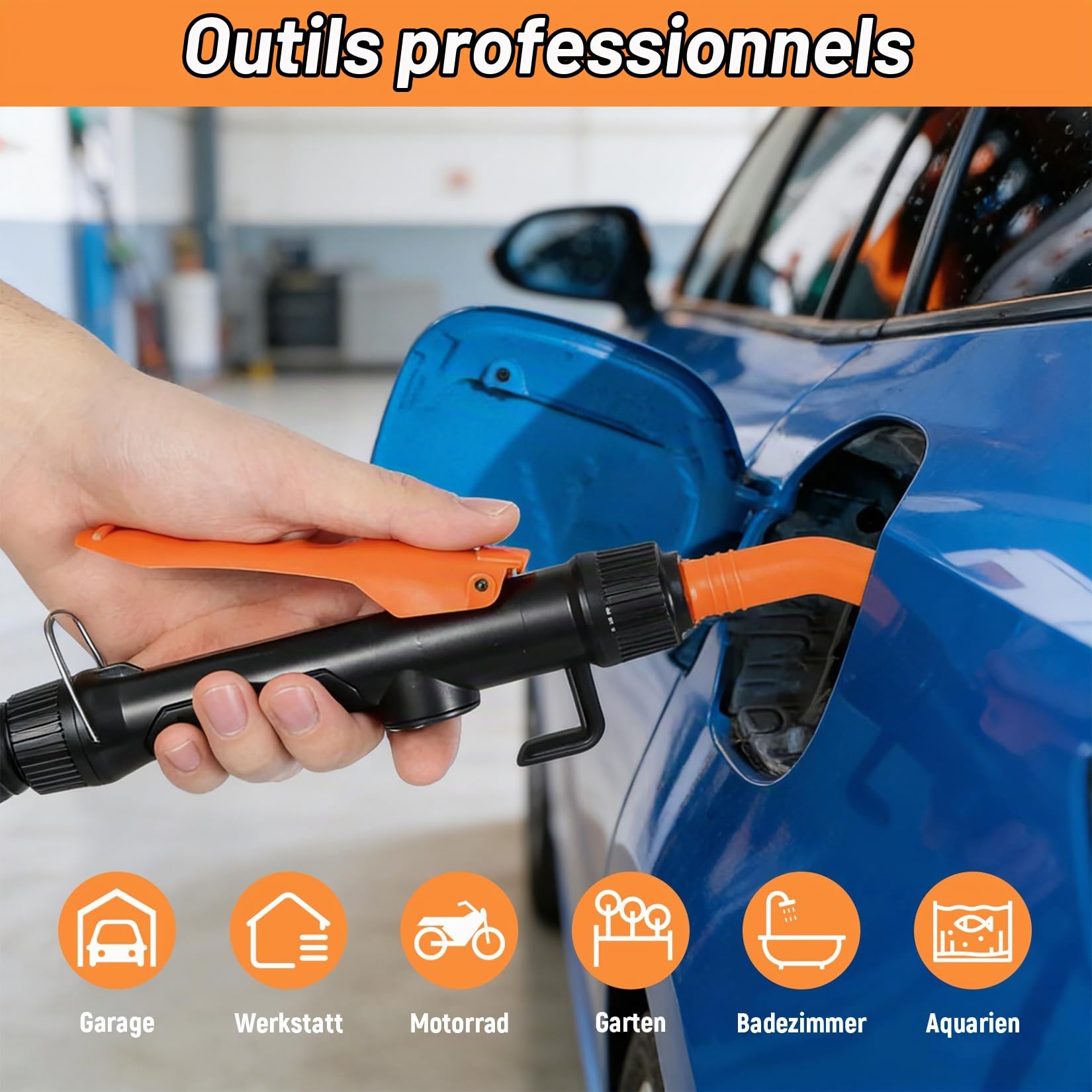 Pompe de transfert électrique avec gants, pompe à carburant pour bidons, pompe de transfert électrique, alimentée par batterie, 9 L/min (2,4 GPM) pour voitures et motos | Pompe de transfert électrique avec batterie - Pompe à huile portable 2,4 GPM (9 l/mi