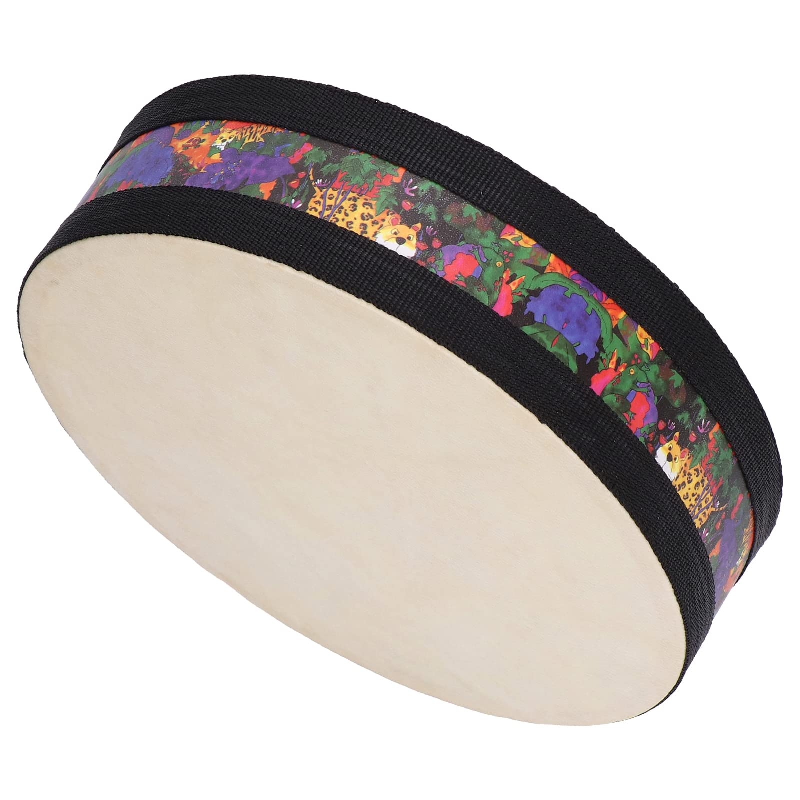 Tamburo a mano, strumento musicale Sea Sound per bambini, design unico effetto onda con sfere in acciaio, cerchio in legno e materiale in pelle di pecora, regalo perfetto per i