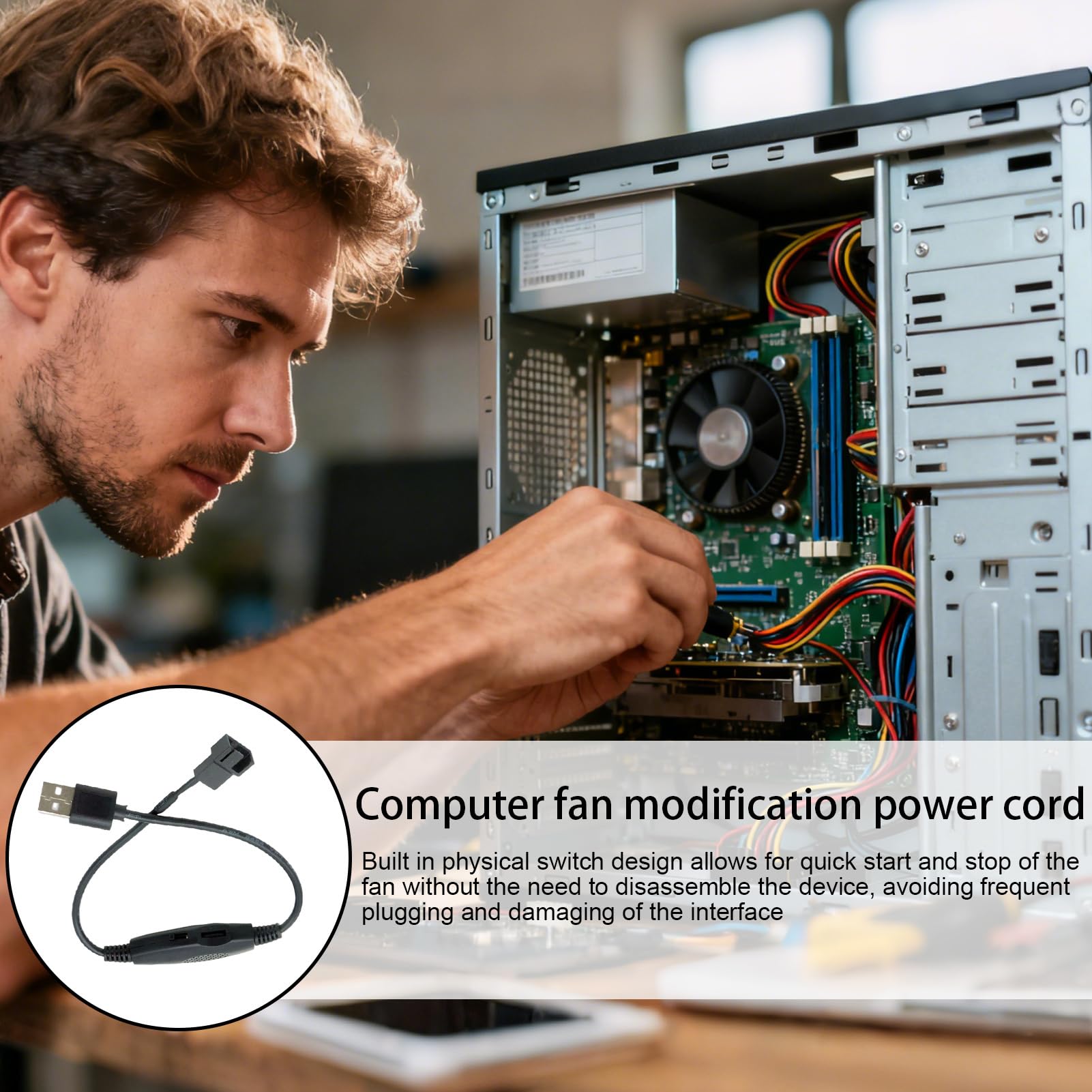 Kontroler Wentylatora USB,Konwerter USB PWM 3/4-pin | Regulator Prędkości Obrotów Wentylatora - Przeznaczony do użytku w komputerach stacjonarnych urządzeniach elektronicznych systemach