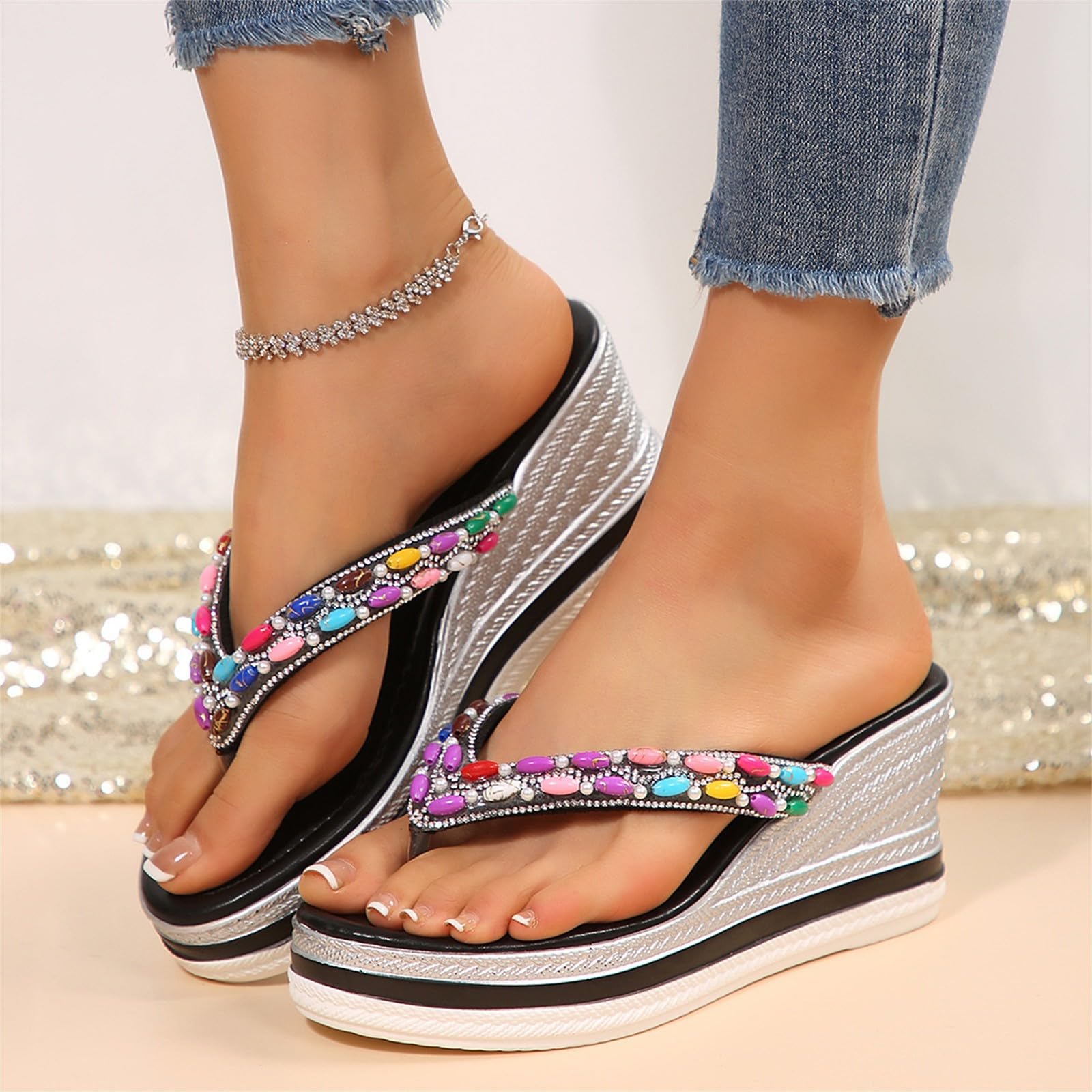 Generico Sandales OrthopéDiques Femme Confortables LéGèRes AntidéRapantes Semelle Souple Respirantes Chaussures Femme éTé Mode Mules Support Pieds Larges Ville Usage Quotidien