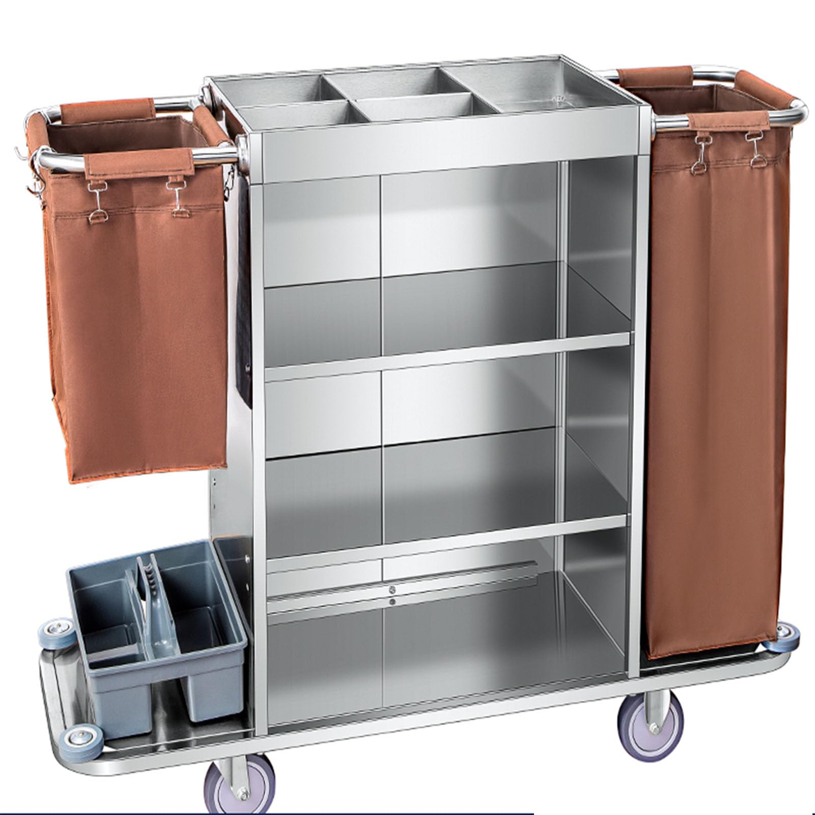 TFDRSEXVD Carrello per la Pulizia/Albergo Carrello per Le Pulizie Commerciale con Sacchi Carrello per custodi Commerciale Carrelli per la Pulizia su Ruote,Argento,Type B