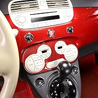 Vista 4 de Adhesivo de fibra de carbono suave para el panel de interruptor de aire acondicionado de automóvil, compatible con Fiat 500, 2011, 2012, 2013, 2014