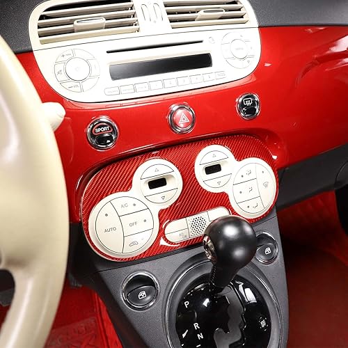 Miniatura 4 de Adhesivo de fibra de carbono suave para el panel de interruptor de aire acondicionado de automóvil, compatible con Fiat 500, 2011, 2012, 2013, 2014,