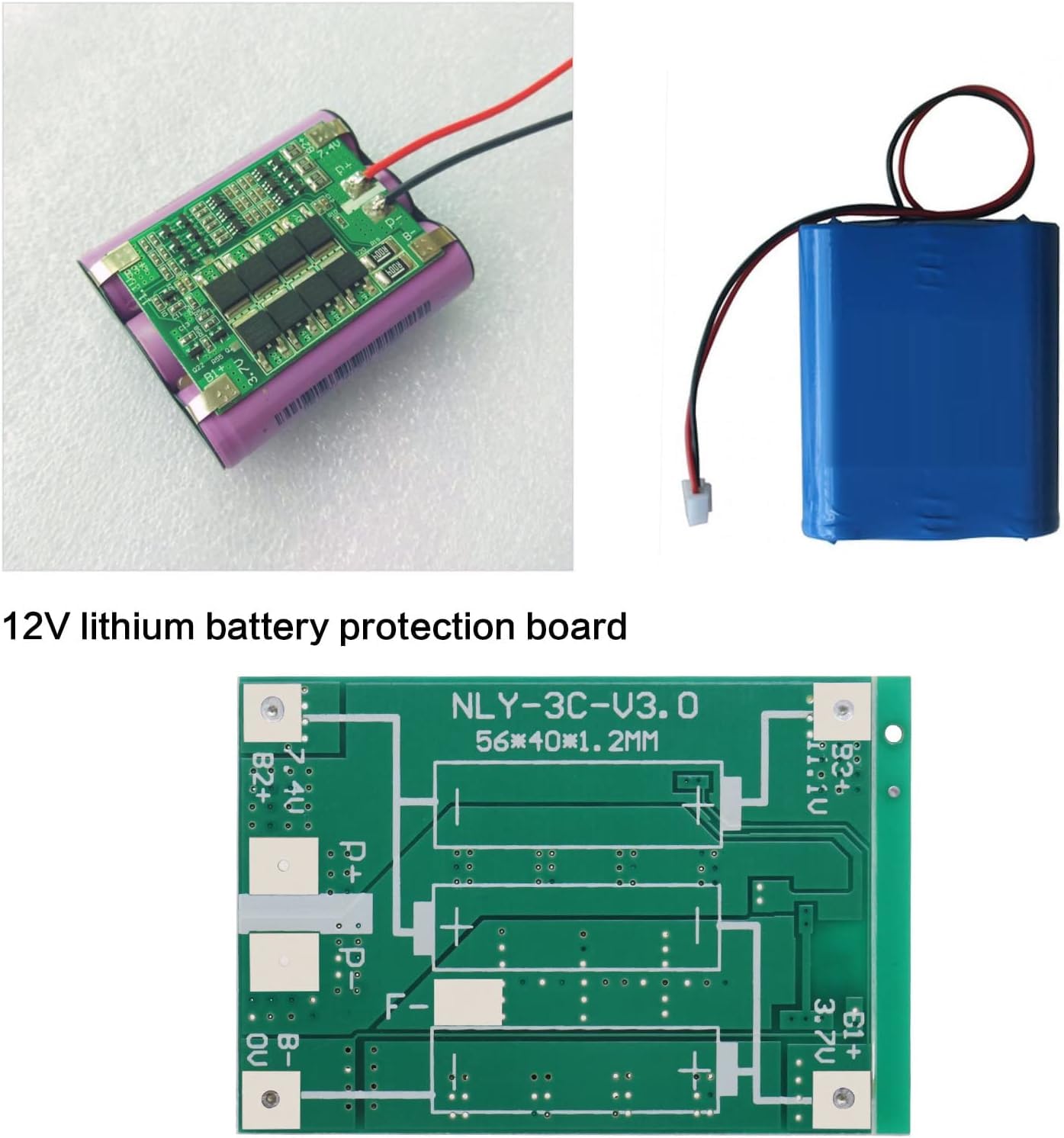 Electrobot 3S 12.6V 40A Lithium Battery Protection Board BMS for 18650 Battery Pack 11.1V 12.6V with Overcharge, Overdischarge, Overcurrent and Short Circuit Protection (Pack of 2 Units) - Image 2 thumbnail