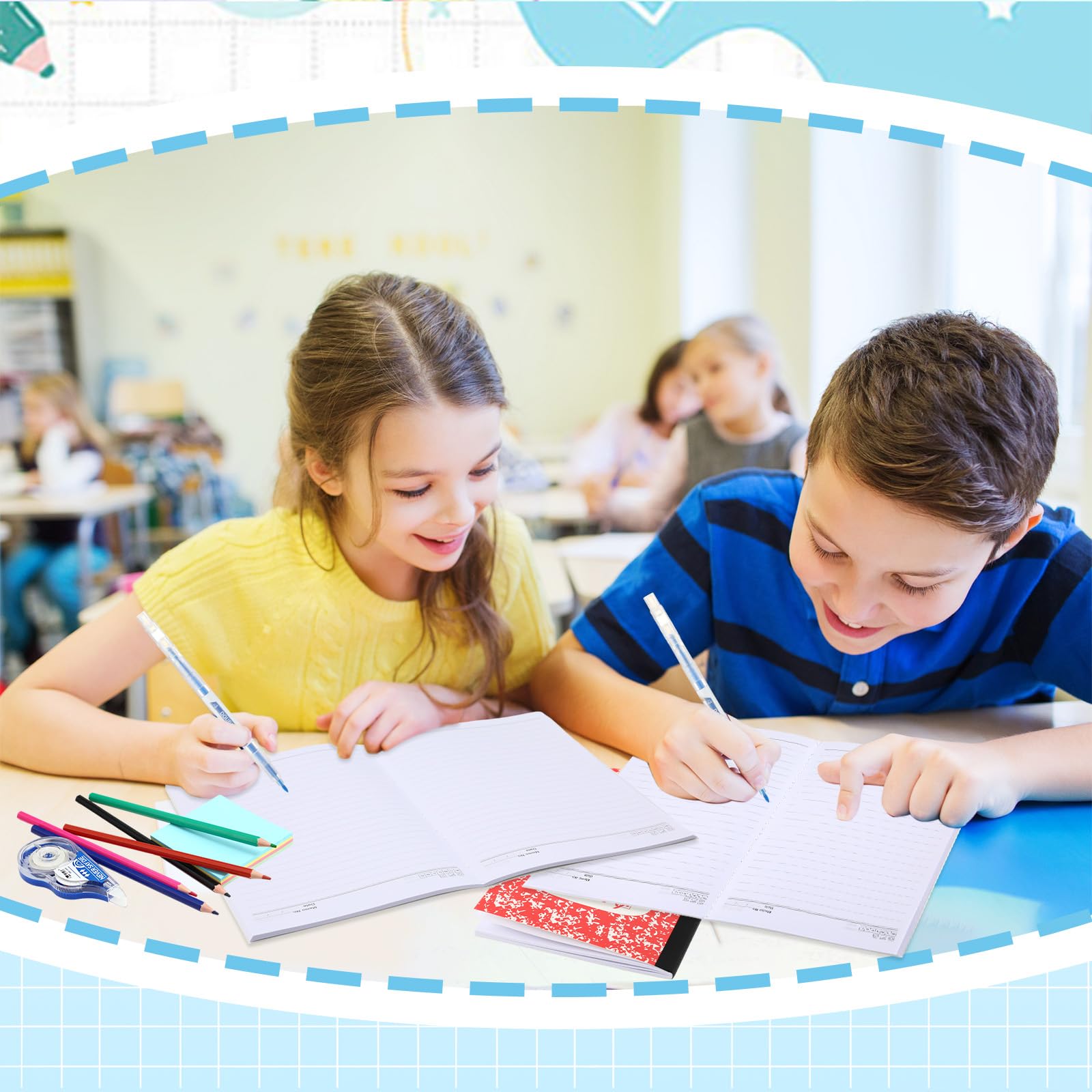 Gilprop Kit di 86 articoli scolastici con zaino, set di borse per il rientro a scuola, set essenziale elementare, per bambini, studenti, ragazze, ragazzi, aule scolastiche (azzurro)