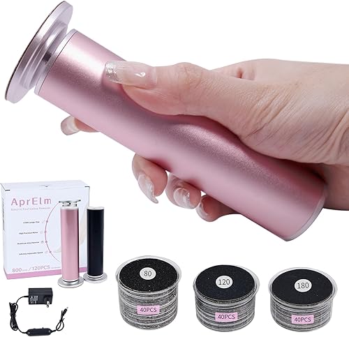 Miniatura 7 de Removedor de callos eléctrico recargable con 3 tamaños, 120 discos de papel de lija, lima de pie eléctrica de aluminio profesional de 900 RPM con