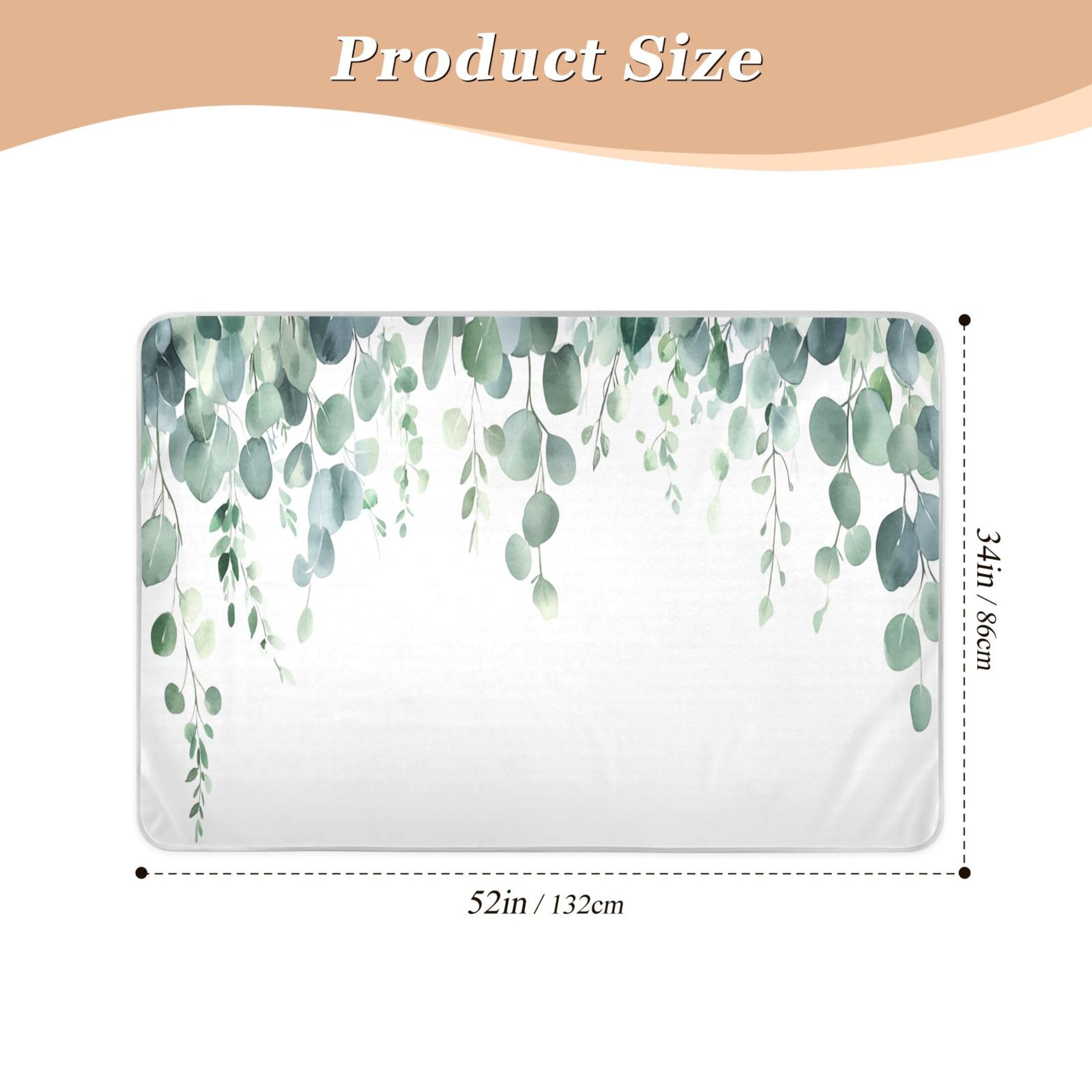 Takiito Watercolor Leaves Bed Pad Reusable Bed Underpad Washable Waterproof Leak-Proof Quick Dry Incontinence Pee Pad for Toddlers Kids Adults Pets 34x52 in