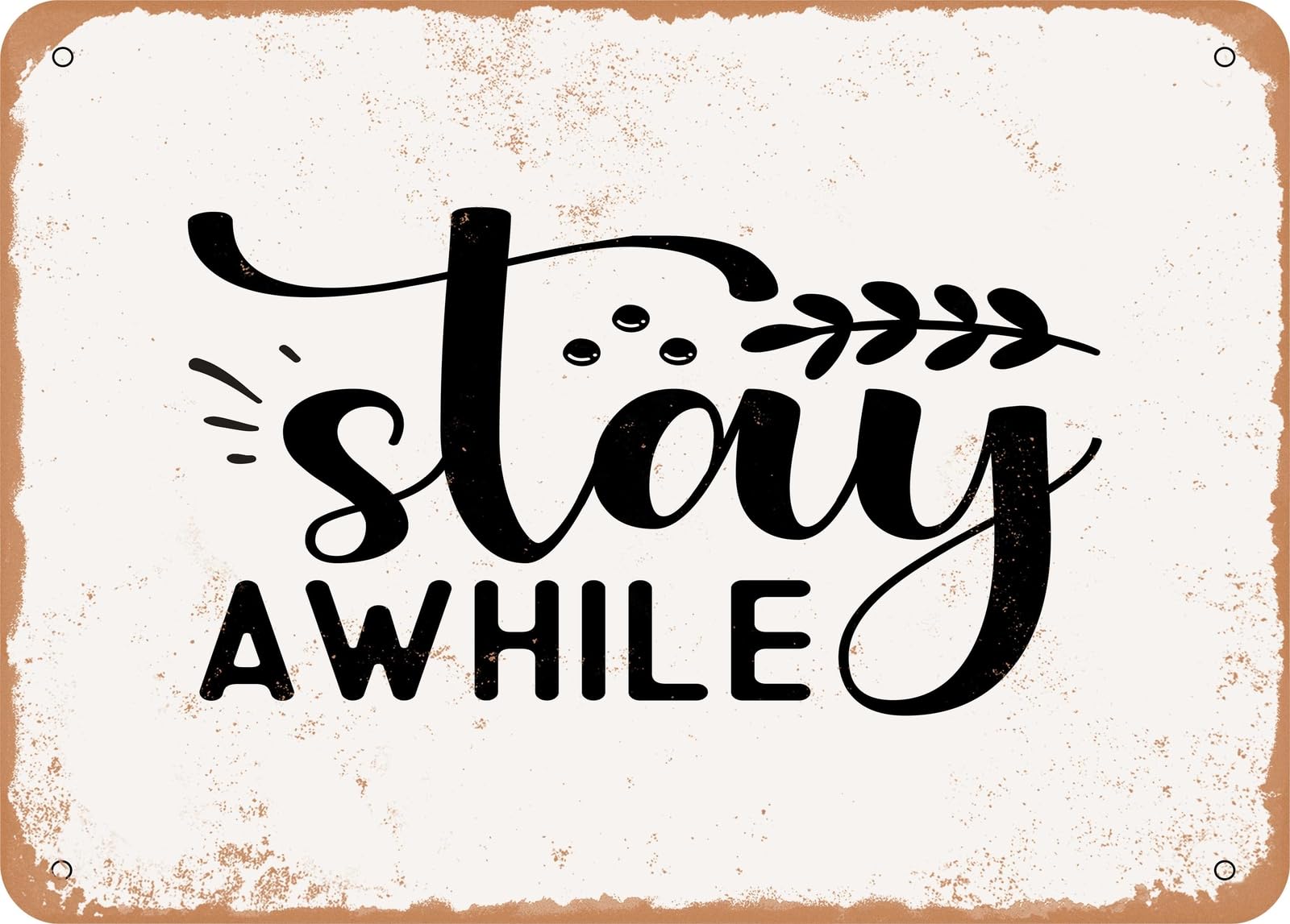 Miaomansenstore Metal Sign - Stay Awhile2 - Vintage Look Sign Home Decor