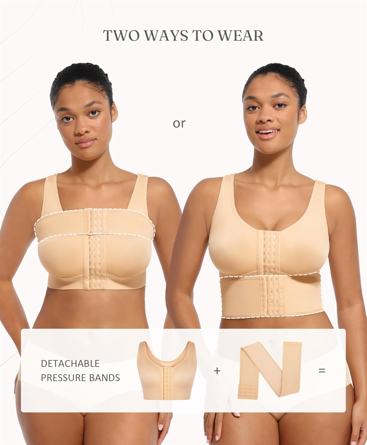 FeelinGirl Front Closure Post Surgical Compression Bra for Women with Removable Breast Support Band - Image 4