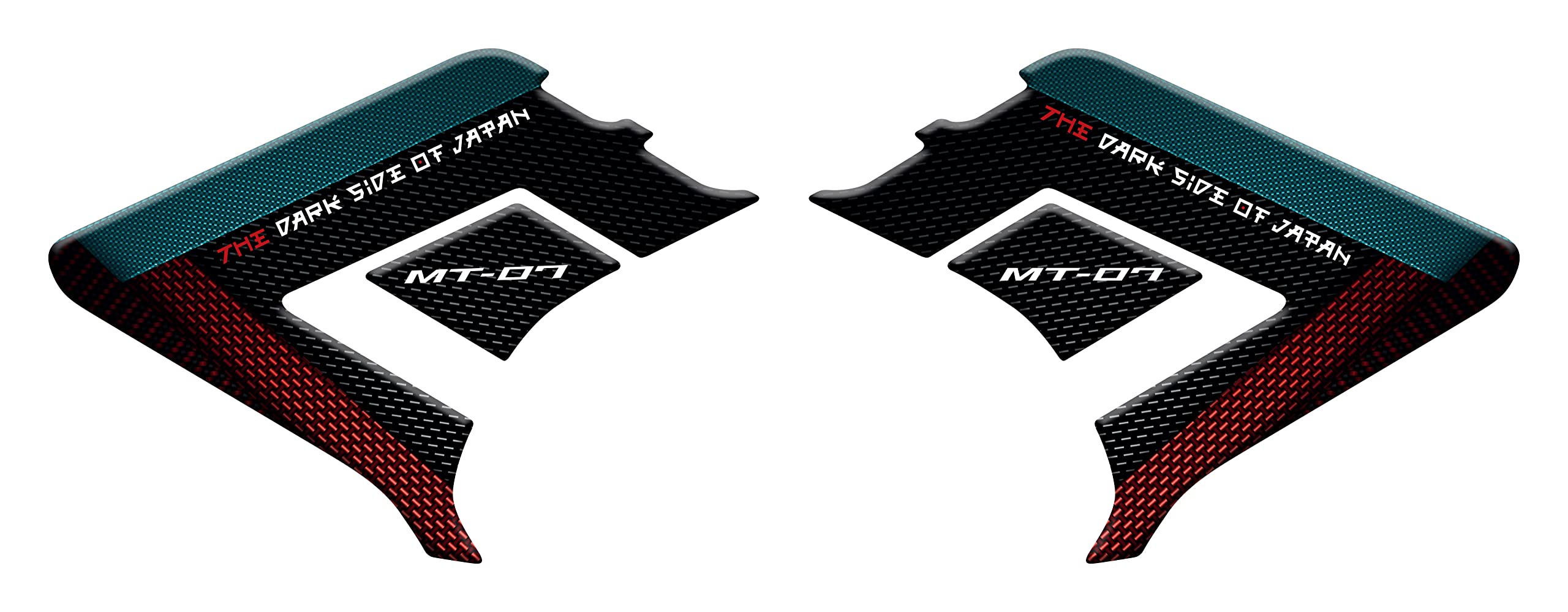 Paraserbatoio.it ADESIVO RESINATO EFFETTO 3D, PER MOTO COMPATIBILE CON YAMAHA MT-07 DAL 2021 IN POI (CYAN STORM, PROTEZIONI LATERALI SERBATOIO)