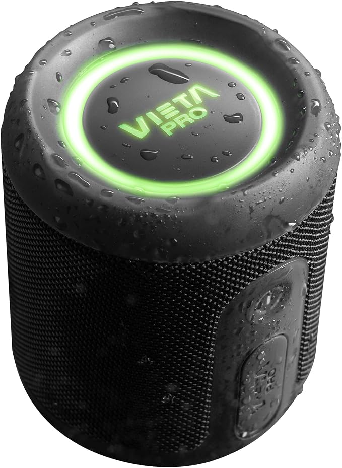 Vieta Pro Altavoz Bluetooth 5.3 Potente 25W, Resistente al Agua, 13H Batería, Micrófono, Aux-In, USB Tipo C, TWS, Compatible con Alexa | Altavoz Portátil Easy 4. Negro