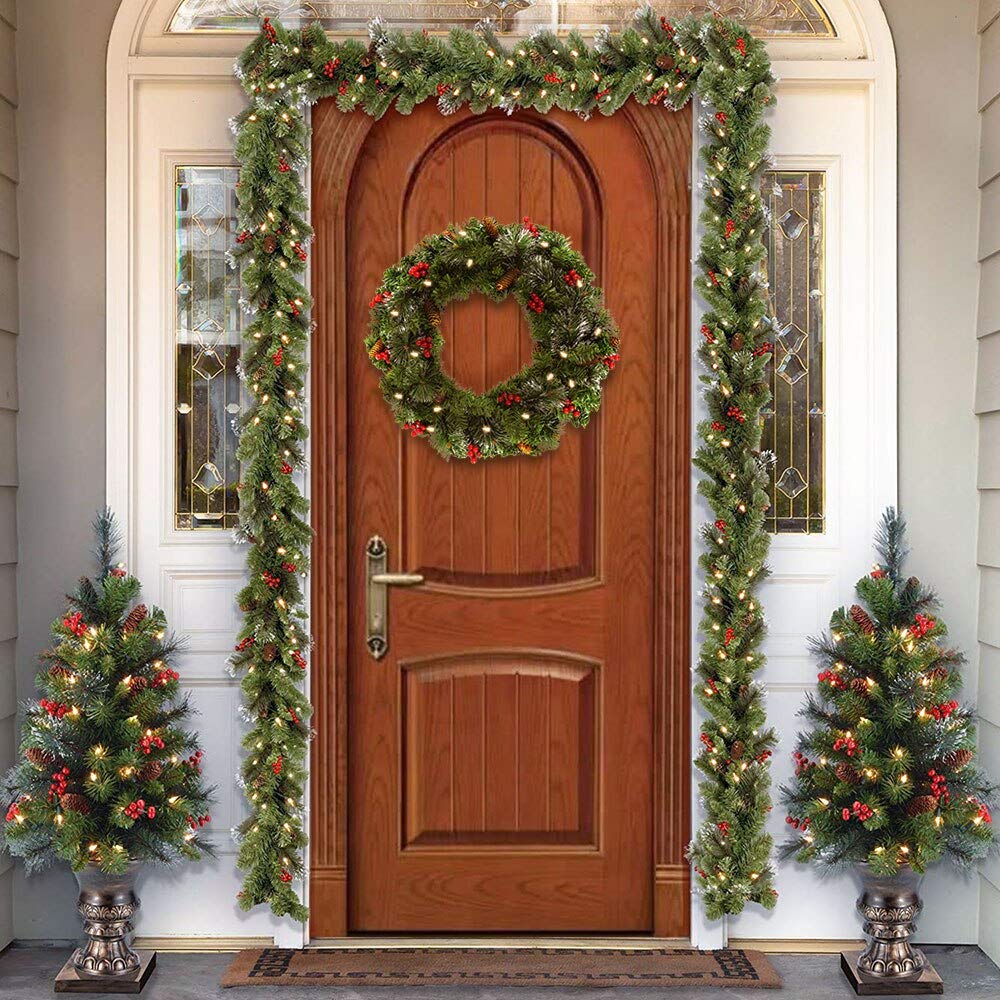 1,8/2,7 m Sztuczne Green Christmas Garland Wean Rattan Wesołych Świąt Dekoracje do domu ozdoby drzewa Xmas DUO ER (Color : 60cm)