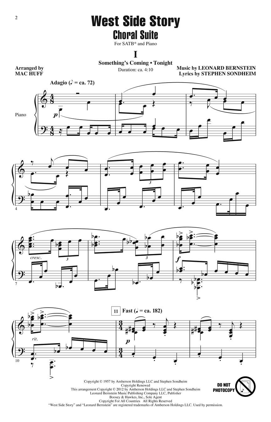 West Side Story: Choral Suite. mixed choir (SATB) and piano. Partition de chœur.